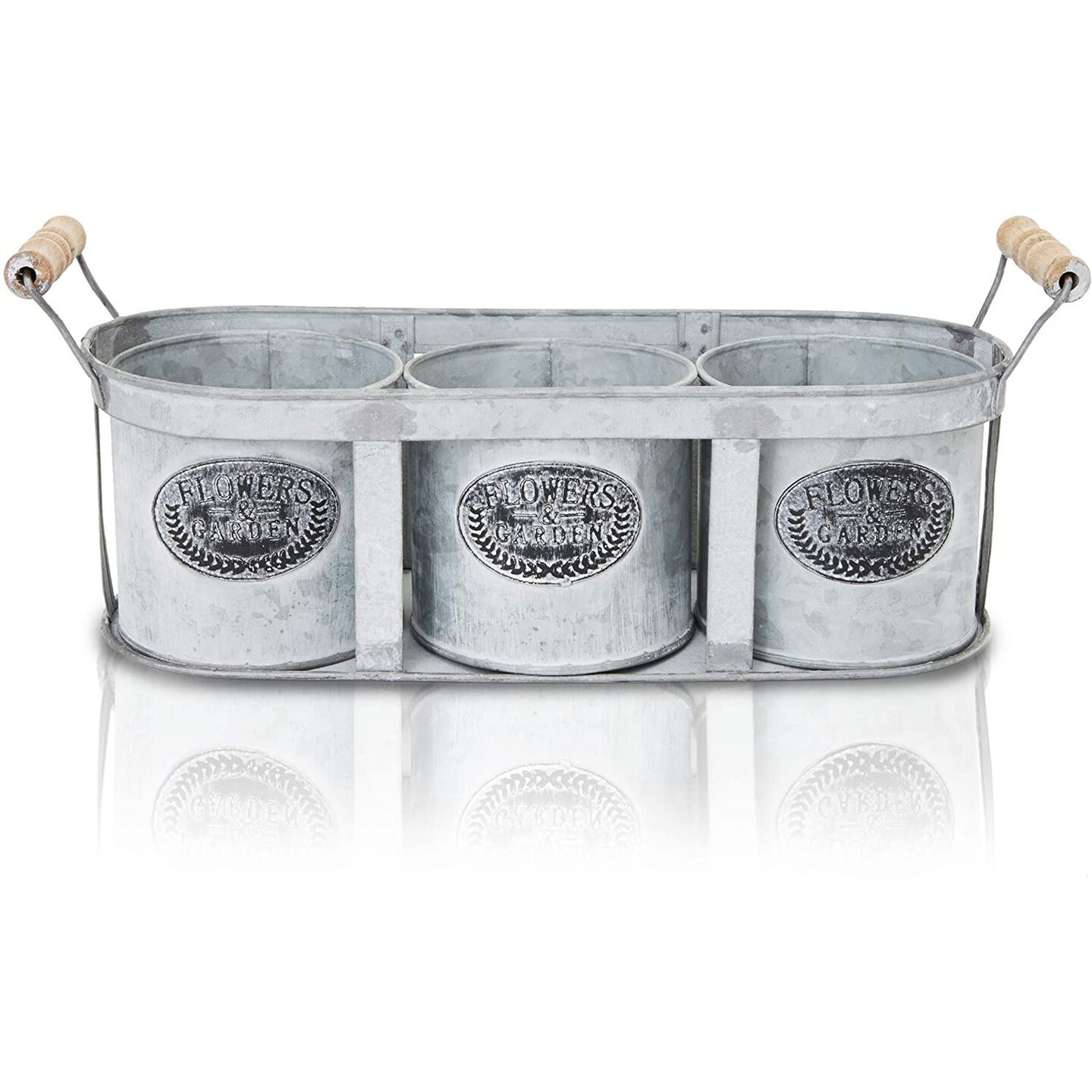 Farmlyn Creek Galvanized Metal Décor Buckets with Tray (Set of 3)
