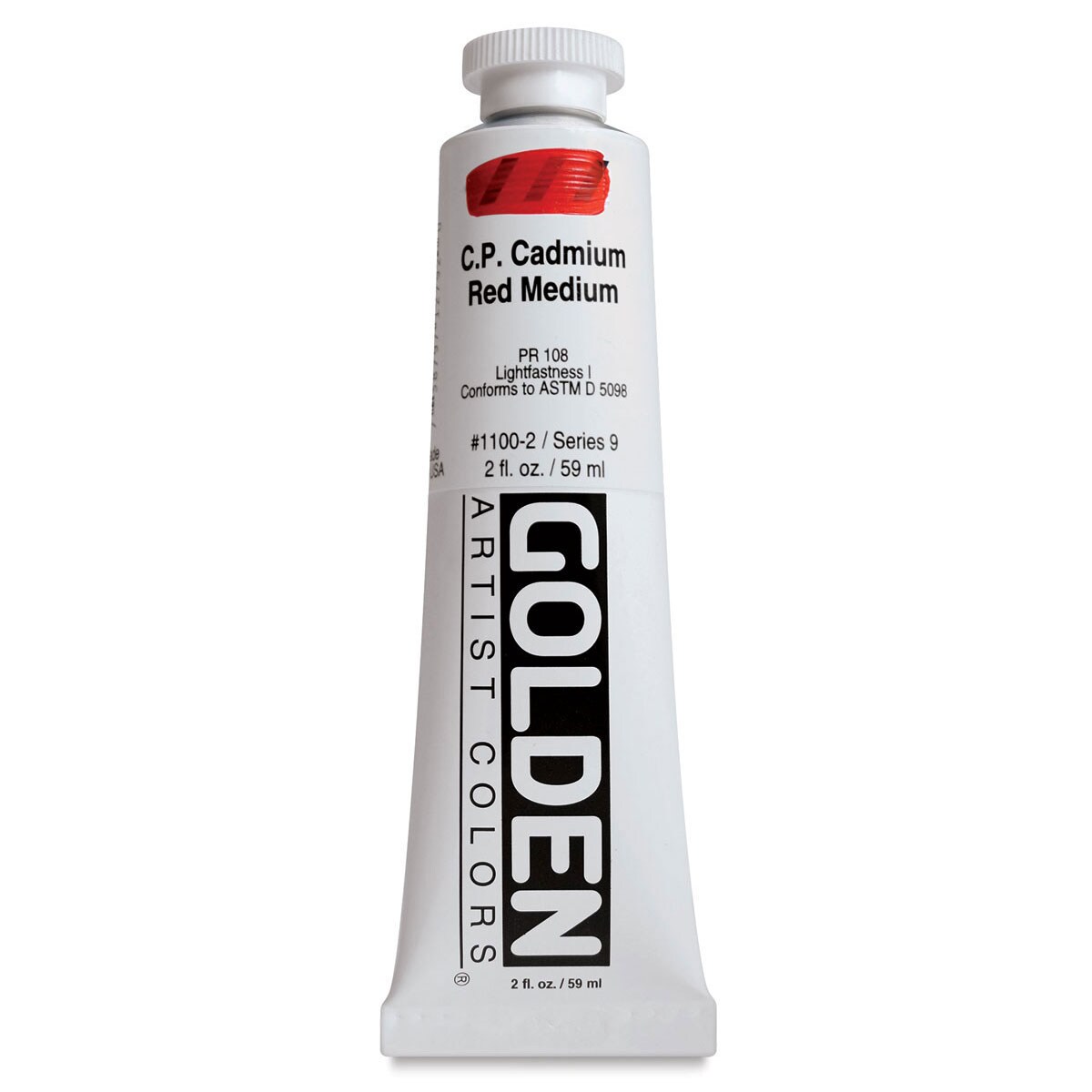 Golden Heavy Body Artist Acrylics - Cadmium Red Medium, 2 oz Tube