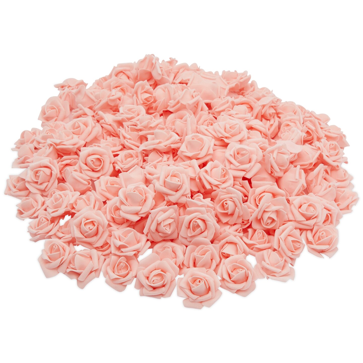 Artificial Peach Roses, 2-Inch Faux Flower Heads for Crafts, Decoration (200 Pack)