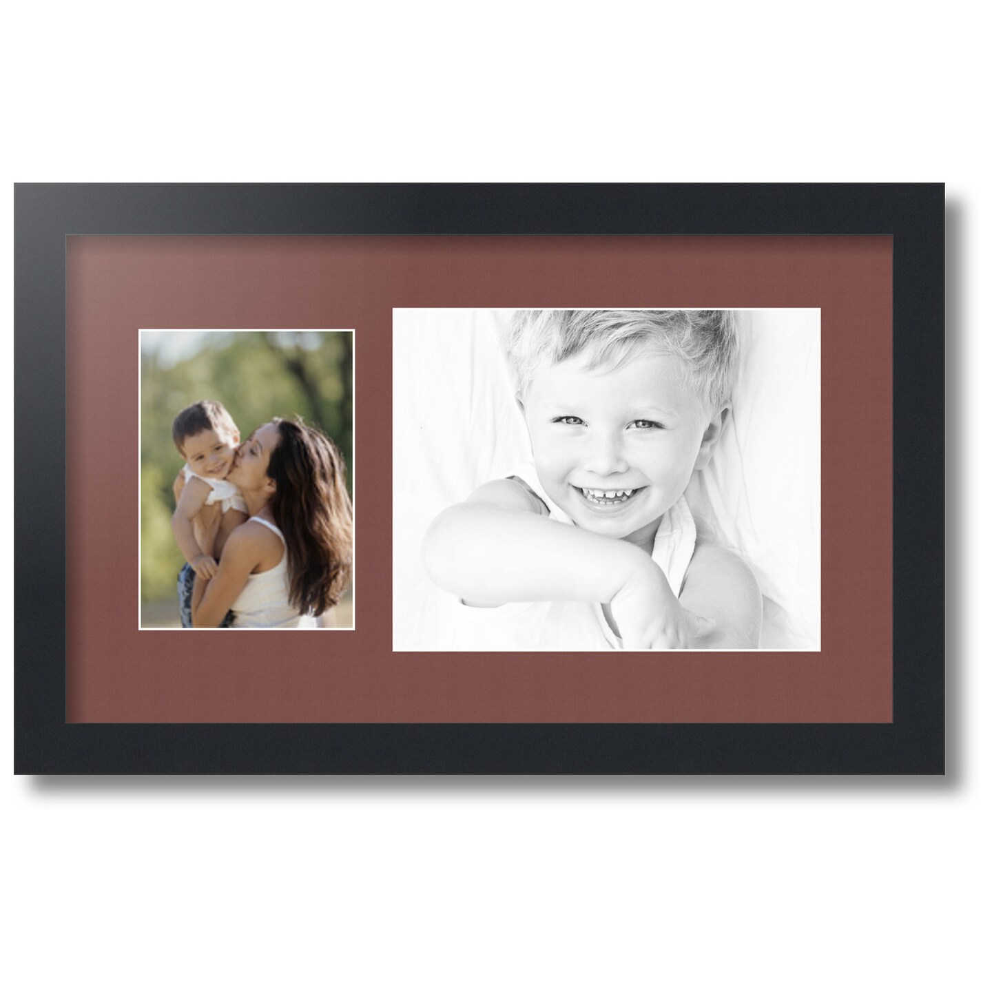 ArtToFrames Collage Photo Picture Frame with 1 - 5x7, 8x10 inch Openings, Framed in Black with Over 62 Mat Color Options and Regular Glass (CSM-3926-166)