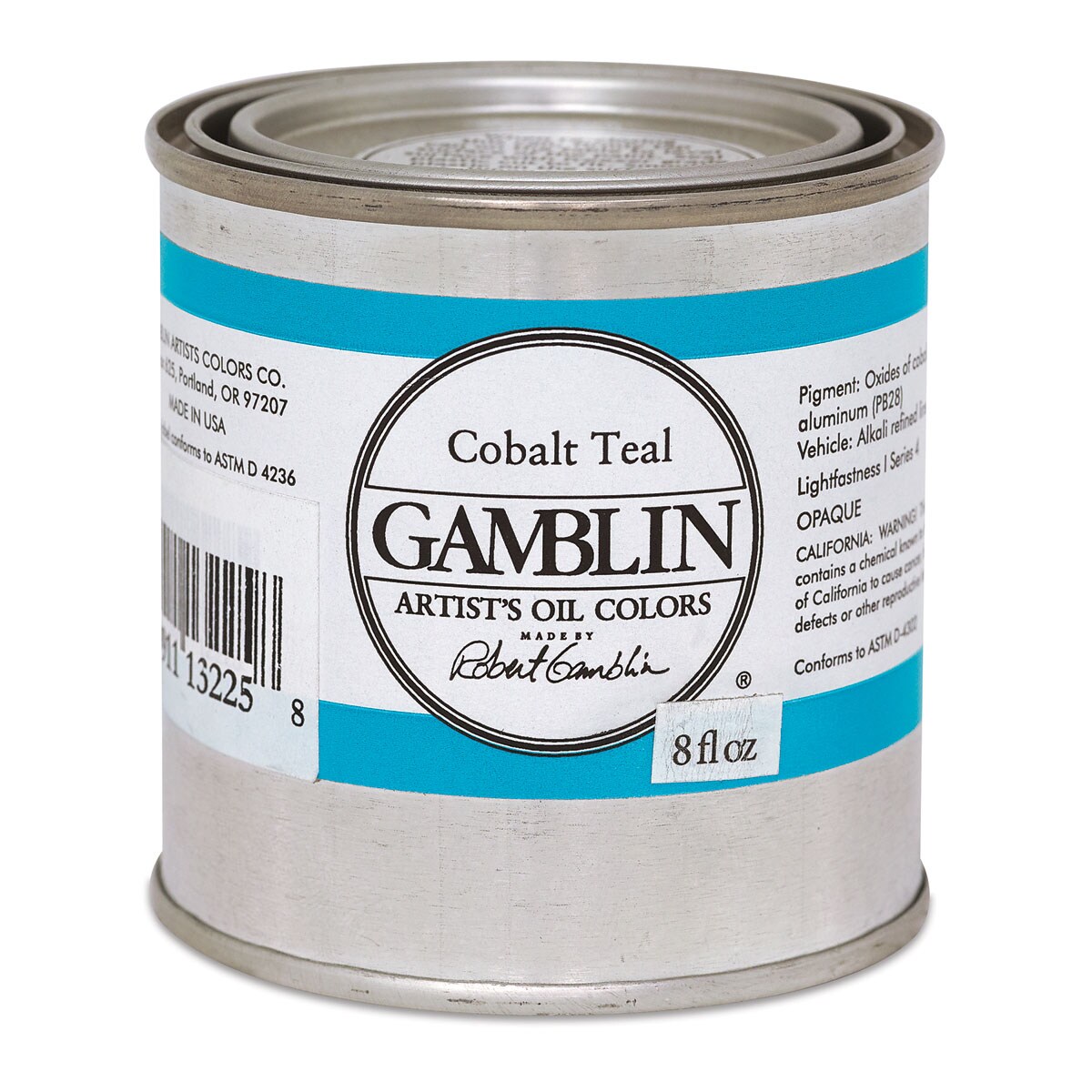 Gamblin Artist&#x27;s Oil Color - Cobalt Teal, 8 oz Can