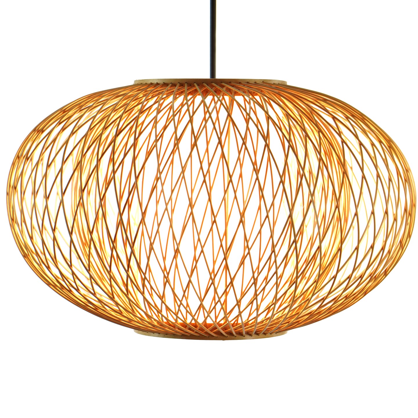 Handmade Modern Round Bamboo Wicker Rattan Lamp Hanging Light Shade