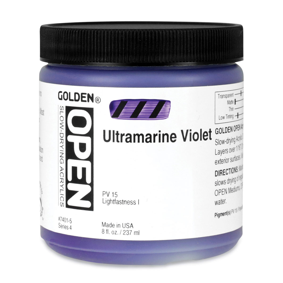 Golden Open Acrylics - Ultramarine Violet, 8 oz Jar