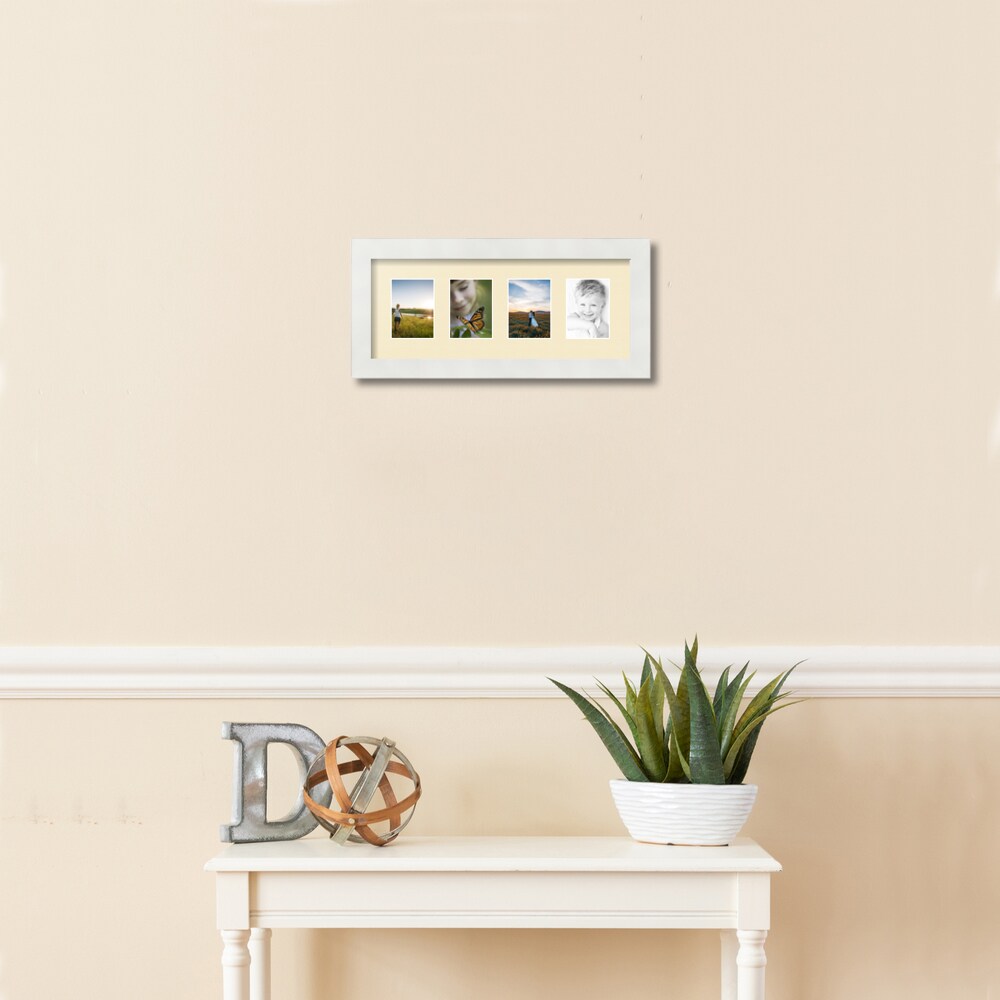 ArtToFrames Collage Photo Picture Frame with 4 - 2.5x3.5 inch Openings, Framed in White with Over 62 Mat Color Options and Regular Glass (CSM-3966-20)