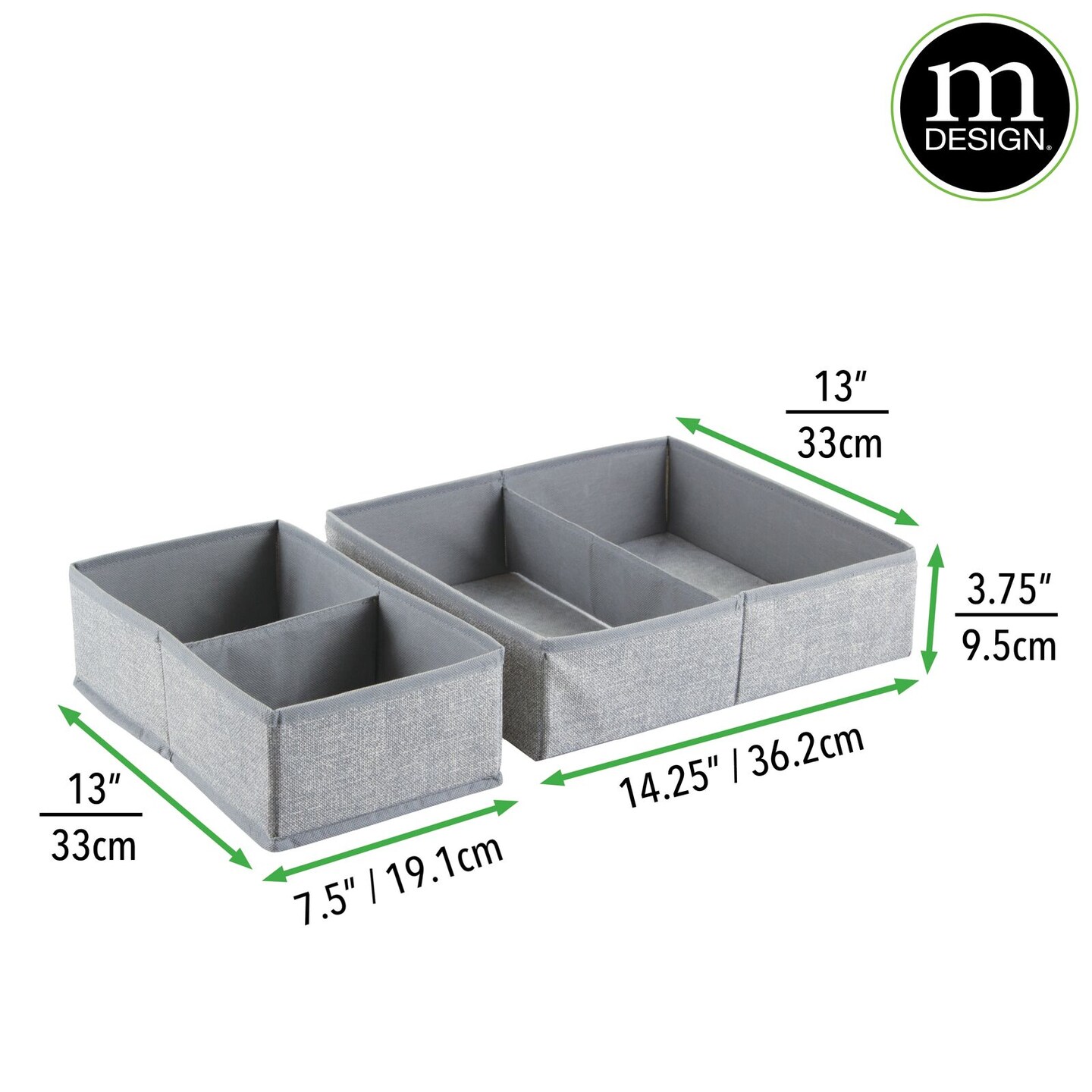 mDesign Fabric Dresser Drawer Storage Organizers, Set of 4