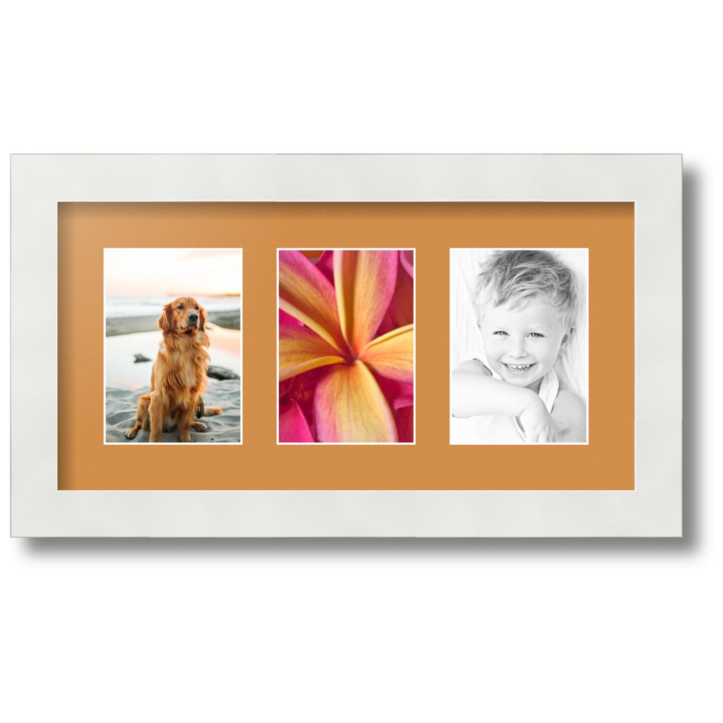 ArtToFrames Collage Photo Picture Frame with 3 - 3.5x5 inch Openings, Framed in White with Over 62 Mat Color Options and Regular Glass (CSM-3966-29)