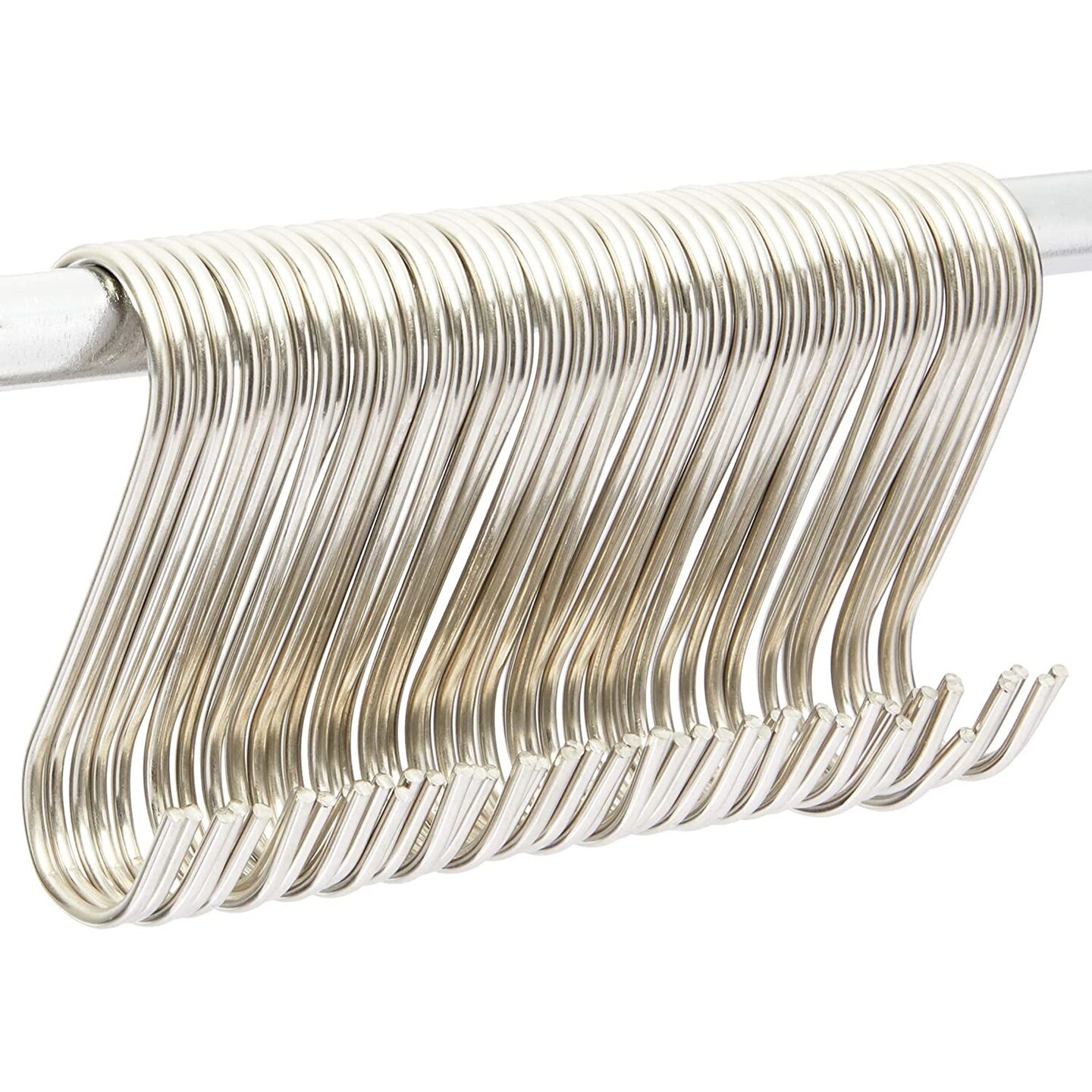 Metal S Shaped Hooks, Stainless Steel Hangers Bulk Set (3.9 in, 50 Pack)