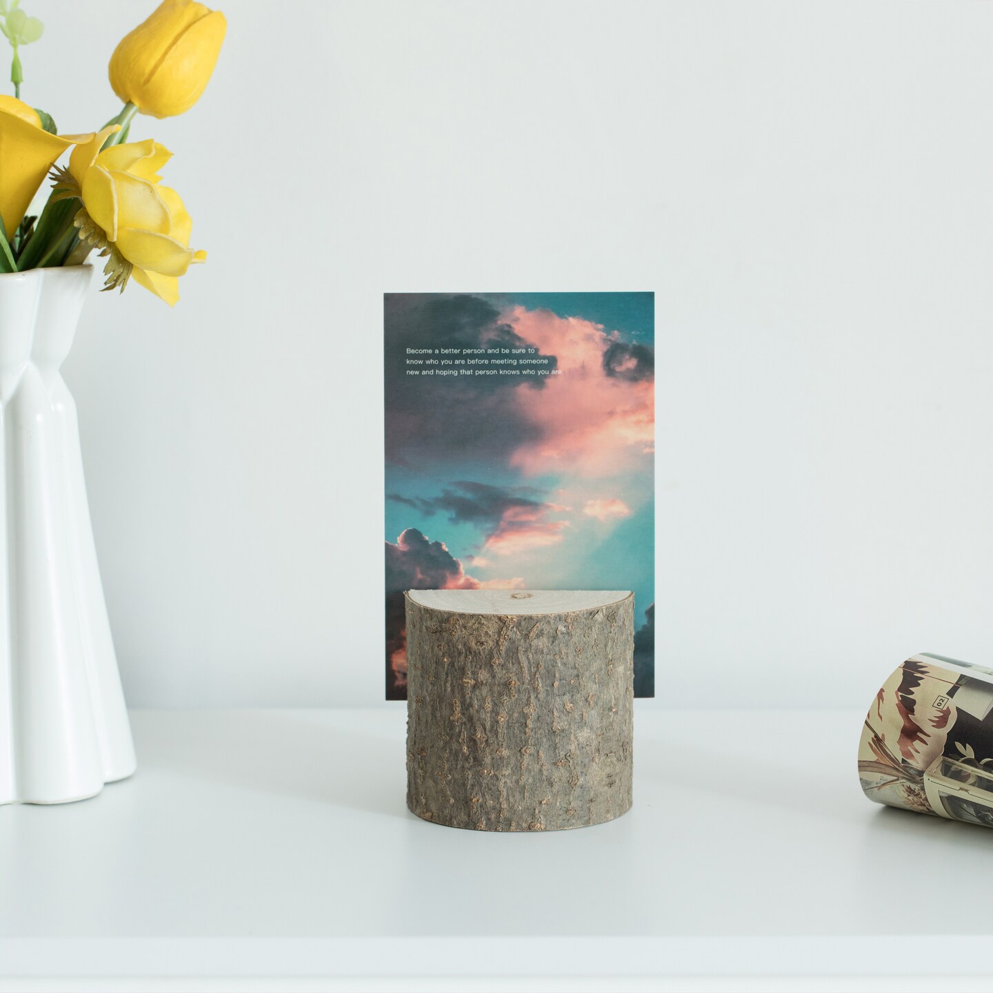 Natural Wooden Rustic Table Wood Place Card Holder