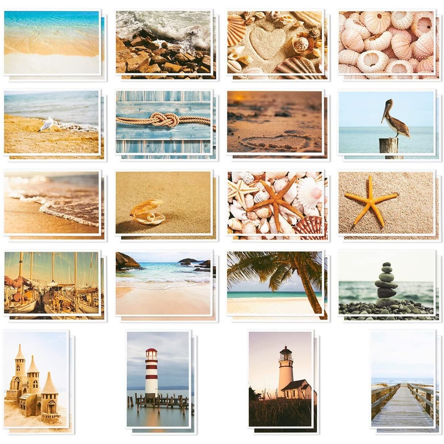 40 Pack Bulk Nautical Beach Seaside Postcards From Around the World for  Mailing, 20 Assorted Designs (4 x 6 In)