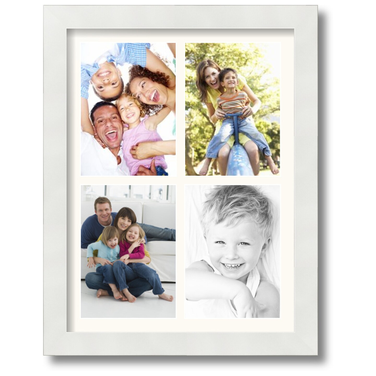 ArtToFrames Collage Photo Picture Frame with 4 - 5x7 inch Openings, Framed  in White with Over 62 Mat Color Options and Regular Glass (CSM-3966-2153)