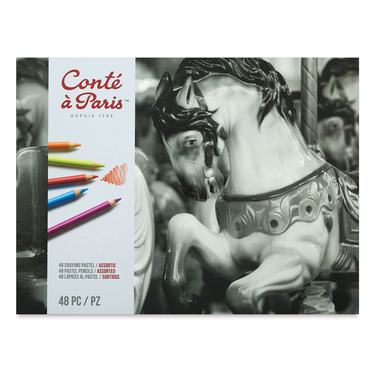Conté à Paris Pastel Pencil Set - Set of 48, Assorted Colors, Box