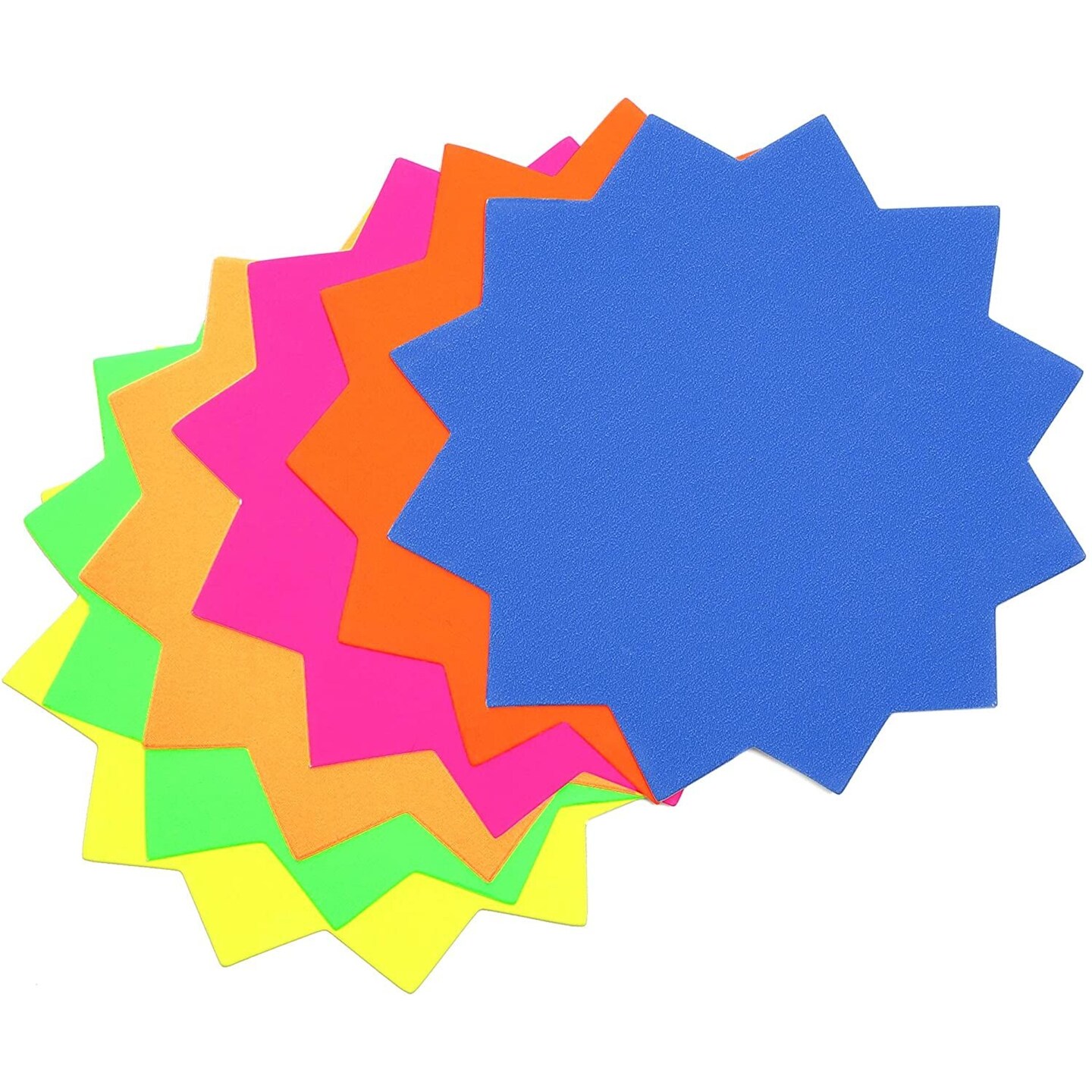 120 Pack Blank Starburst Signs for Retail, Bulletin Cutouts, Classroom Tags, 6 Colors (4 x 4 In)