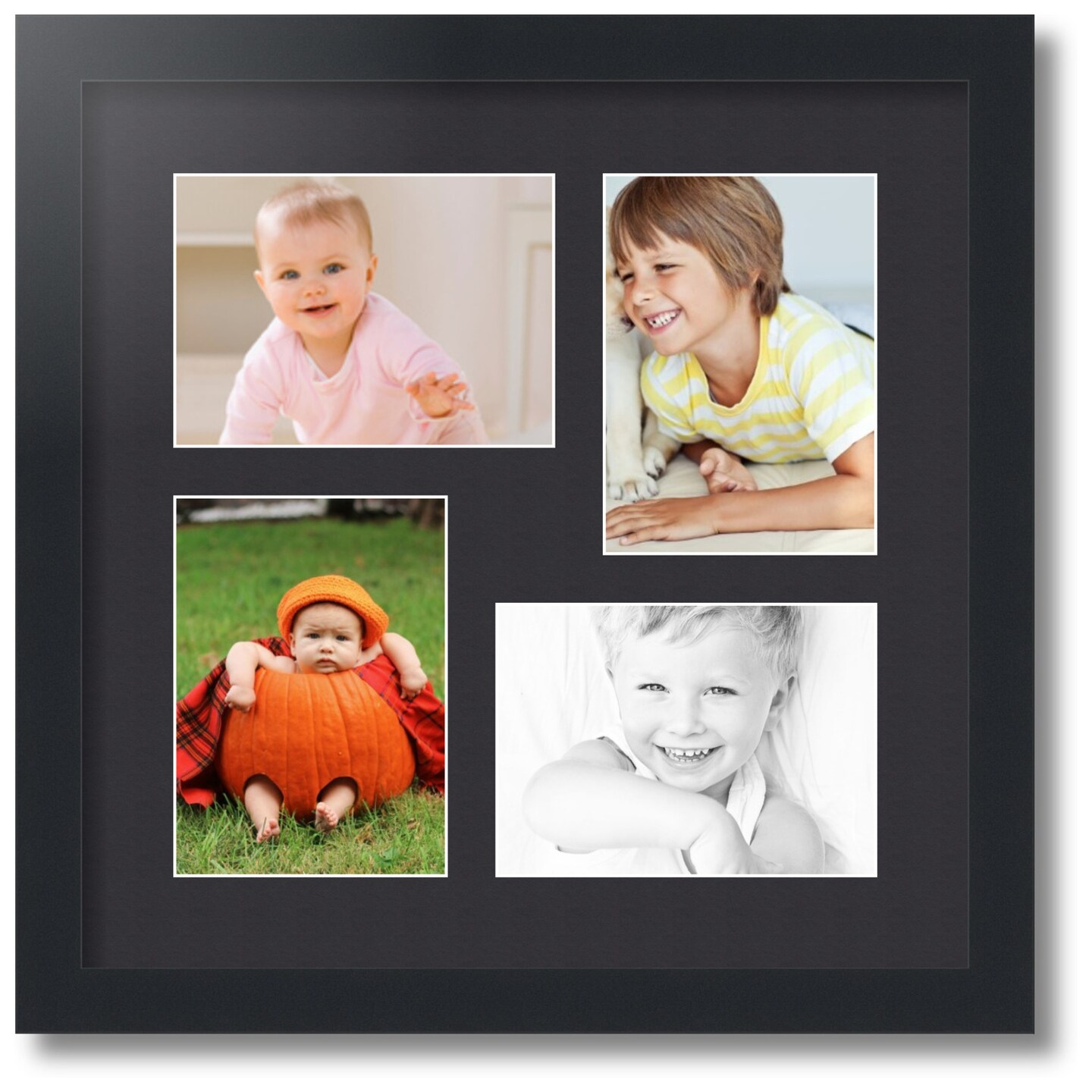 ArtToFrames Collage Photo Picture Frame with 4 - 5x7 inch Openings, Framed in Black with Over 62 Mat Color Options and Plexi Glass (CSM-3926-179)