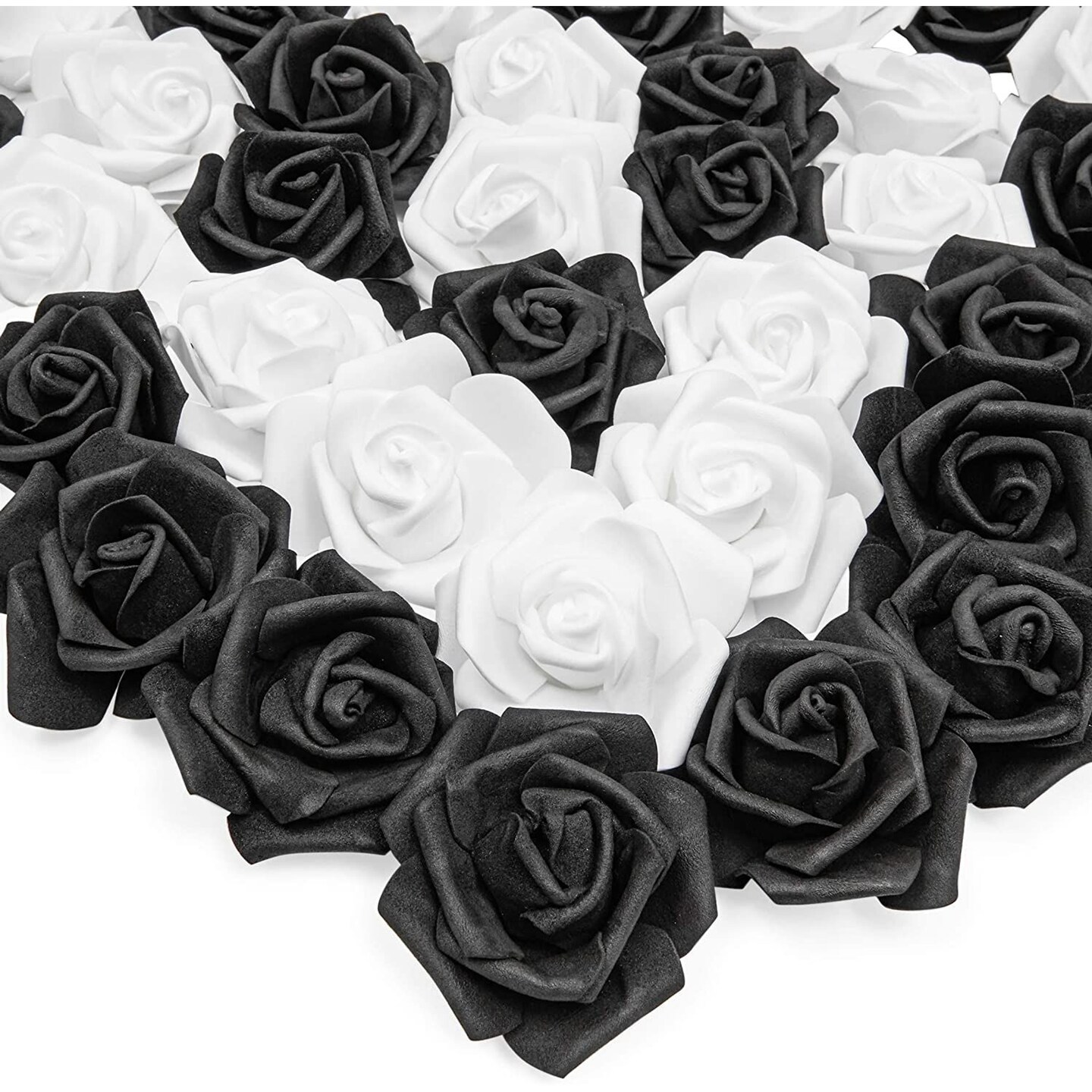 50 Pack Artificial Black Roses for Wedding Decorations, 3 Inch Stemless  Silk Flower Heads for Wall Art, DIY Crafts