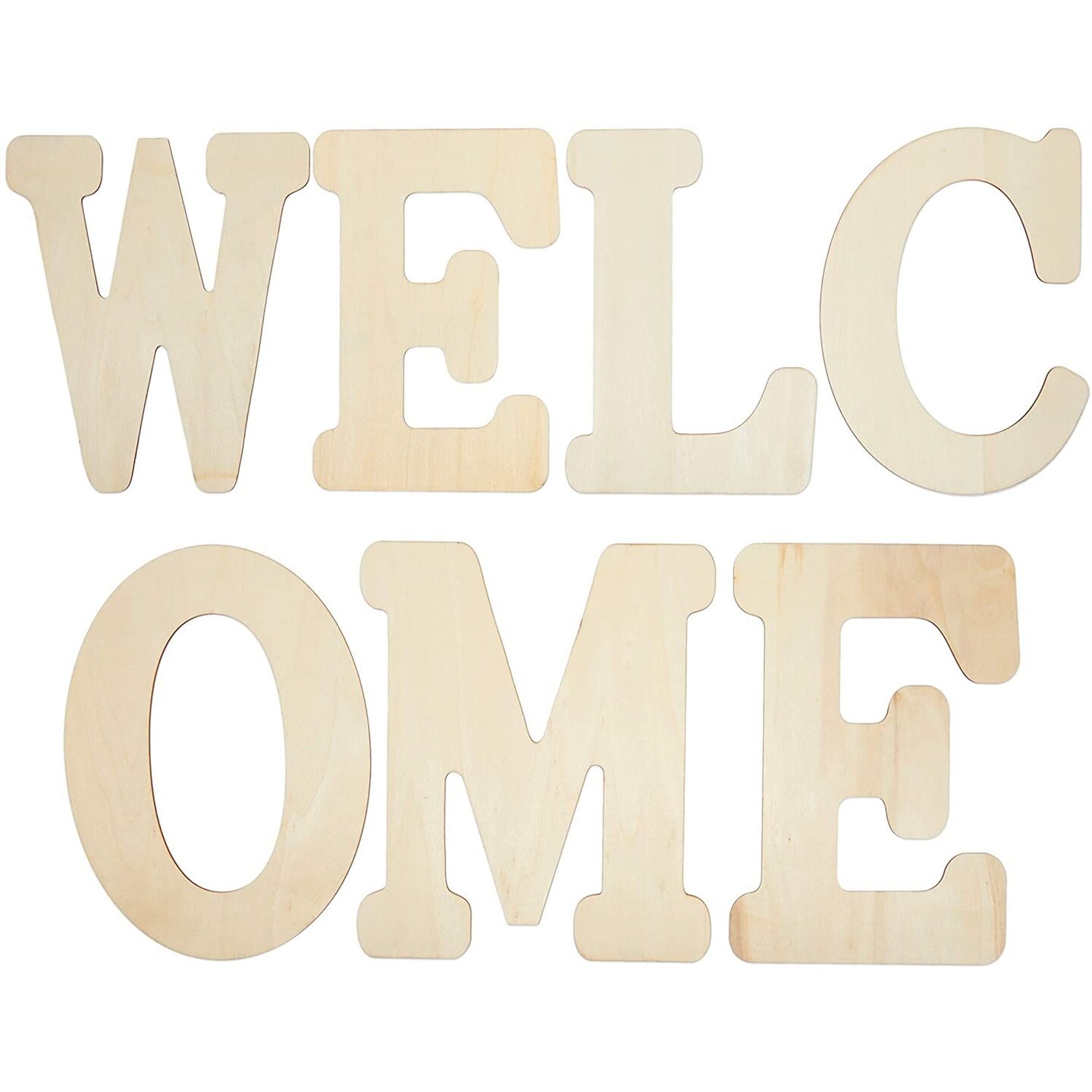 Bright Creations Unfinished Wooden Letters for Crafts, Welcome (12 Inches, 7 Pieces)