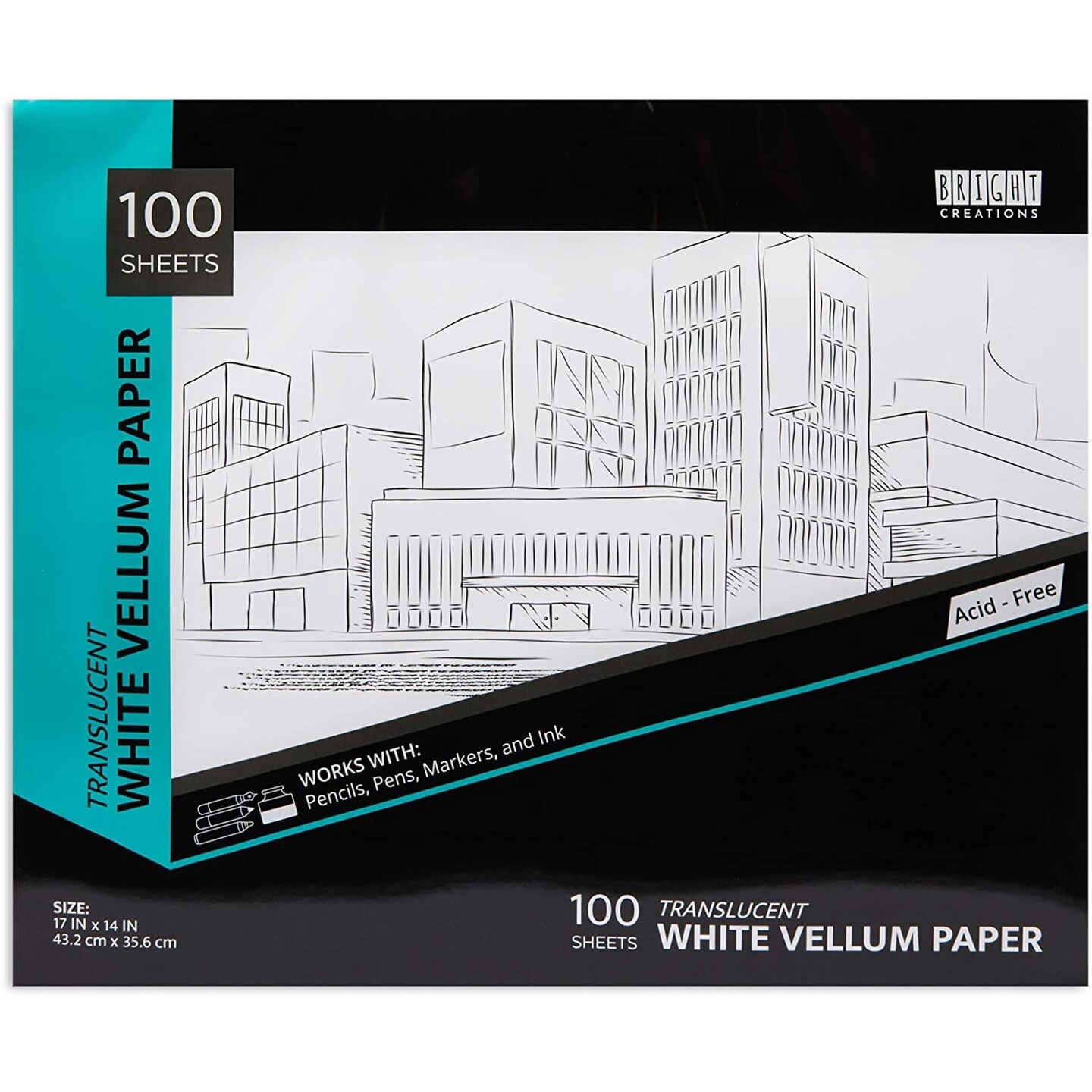 Translucent Vellum Paper Pad for Arts and Crafts, 100 Sheets (17 x 14 in)