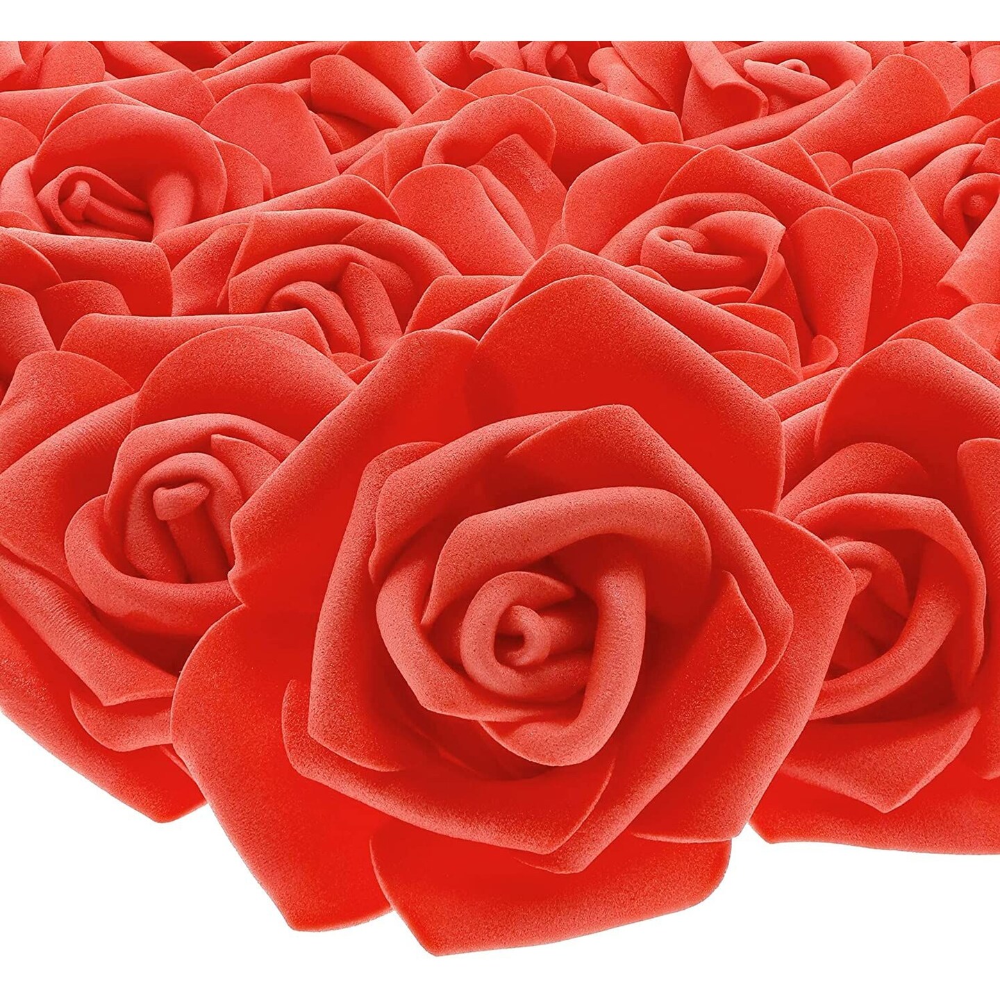Ribbon Red Rose Flower Heads for Faux Floral Decor, Arts and Crafts (0.6 in, 200 Pack)