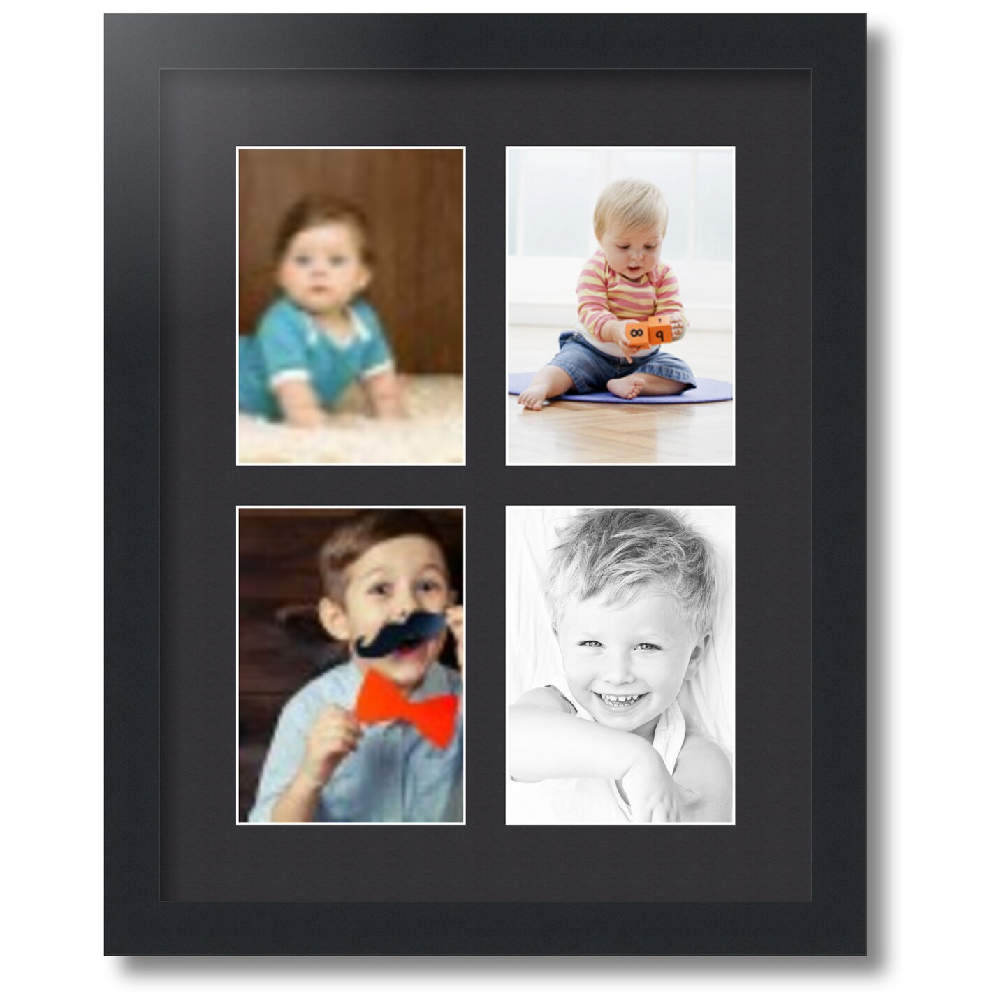 ArtToFrames Collage Photo Picture Frame with 4 - 5x7 inch Openings, Framed in Black with Over 62 Mat Color Options and Regular Glass (CSM-3926-3)