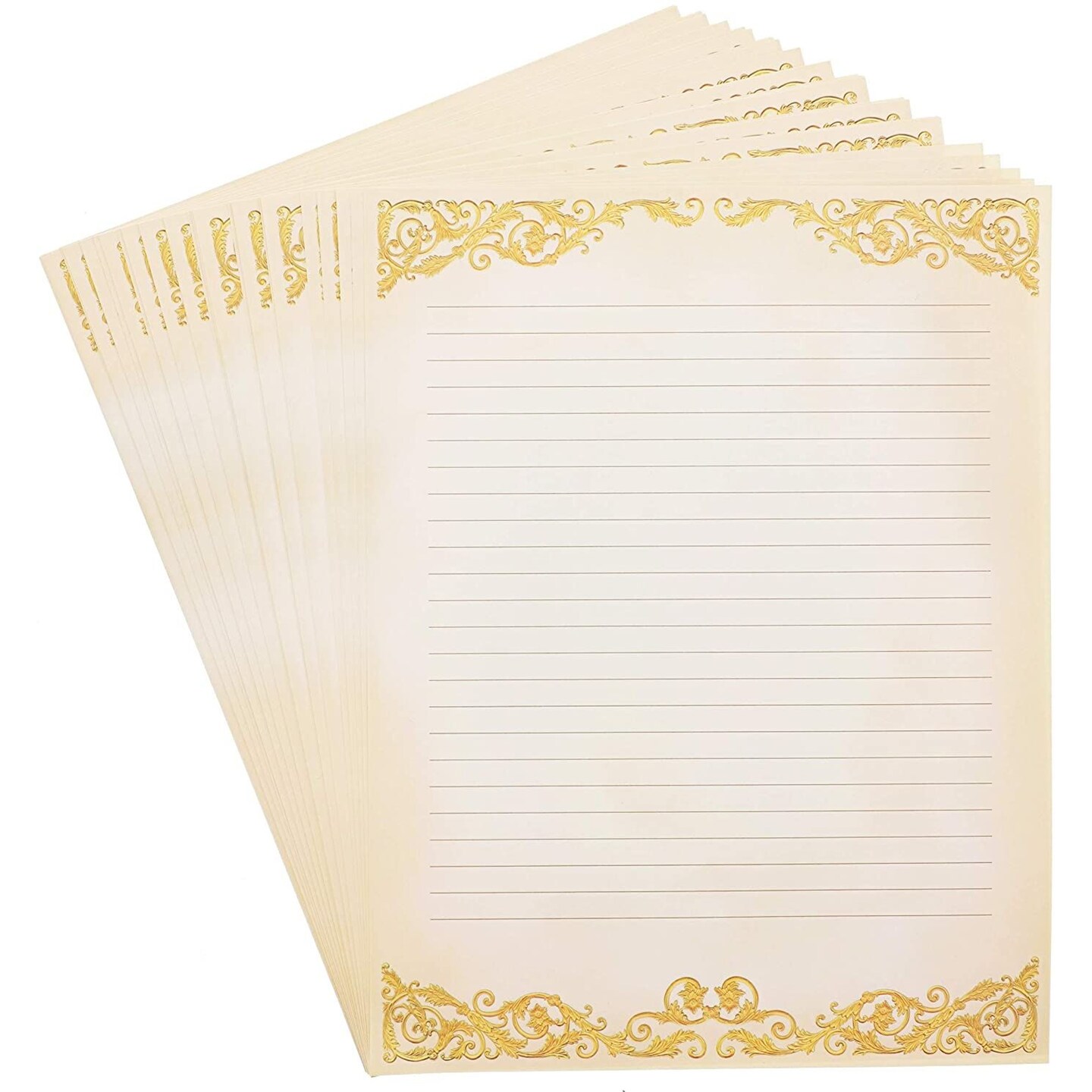48-Pack Vintage-Style Lined Stationary Paper for Writing Letters