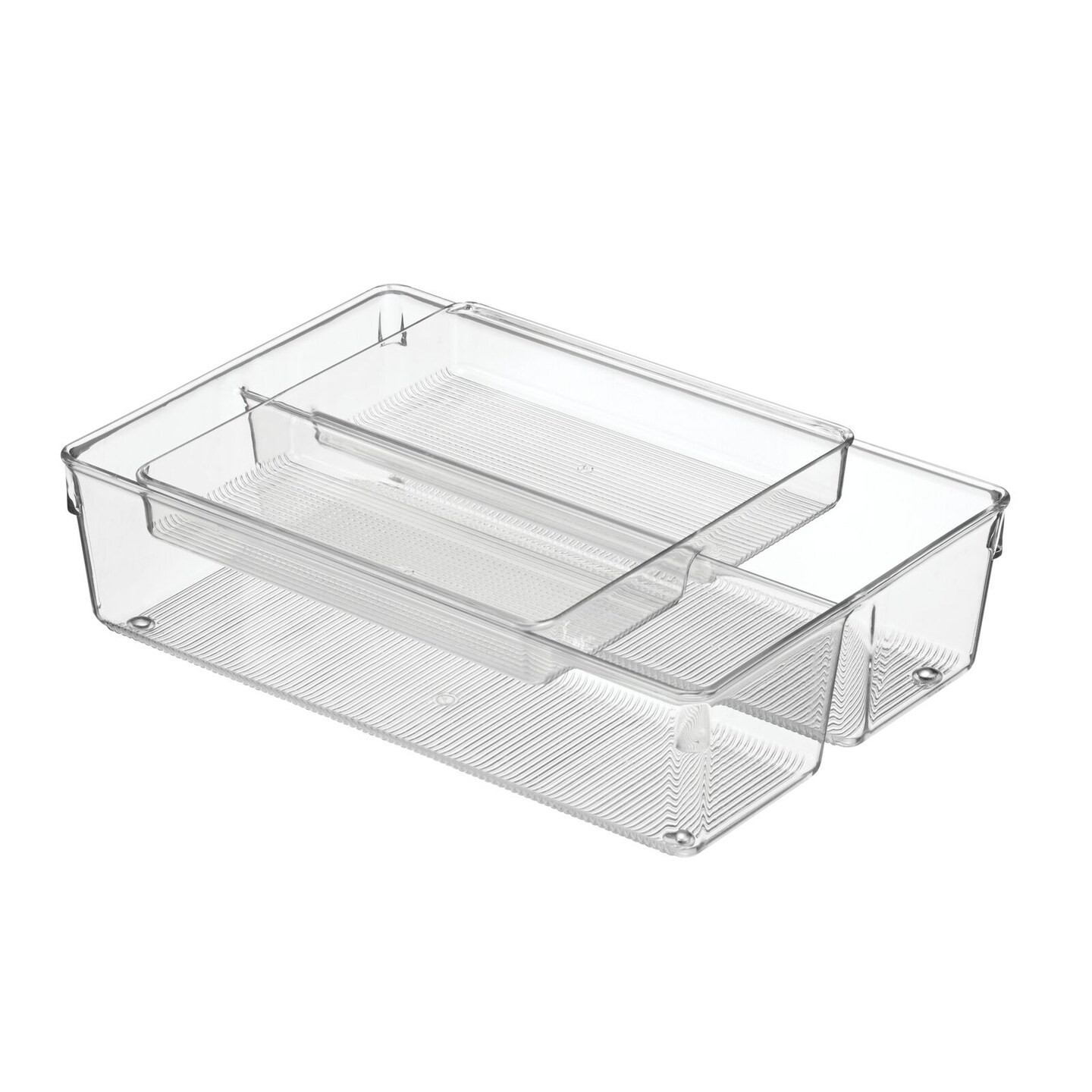 mDesign 2 Piece Plastic Stackable Kitchen Drawer Organizer with Top Tray