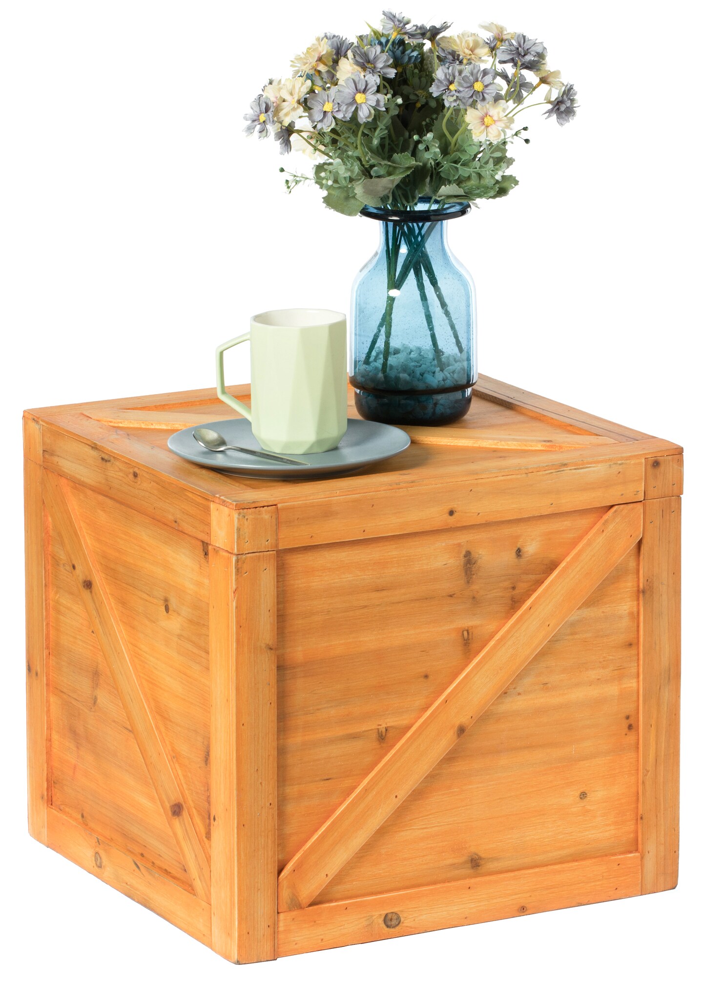 Square Decorative Wooden Chest Trunk