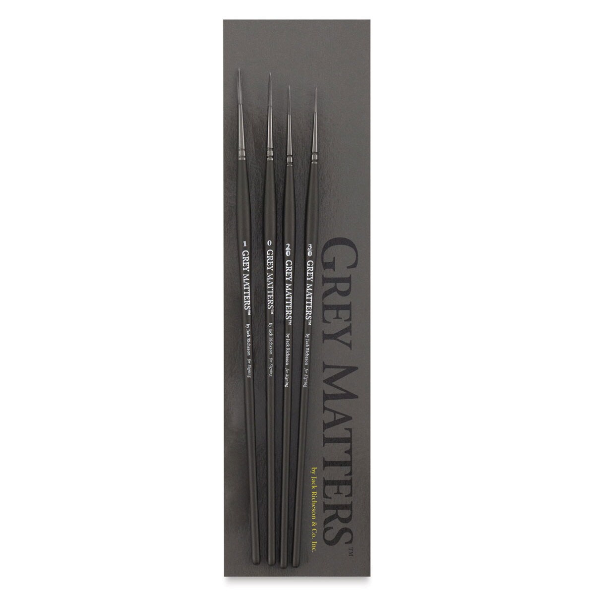 Richeson Grey Matters Brush Set - Synthetic Signing Brushes, Short Handle, Set of 4