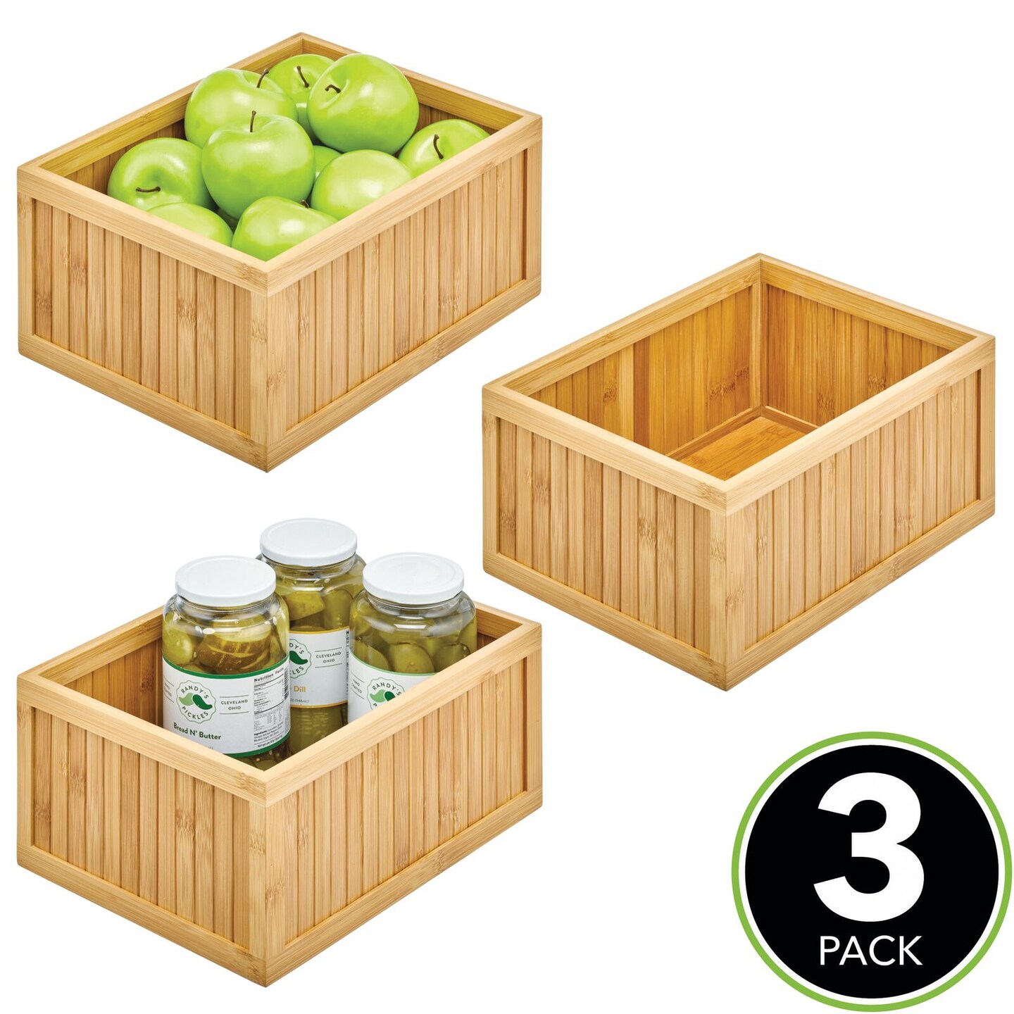 mDesign Wood Bamboo Kitchen Pantry Organizer Bin Natural Michaels