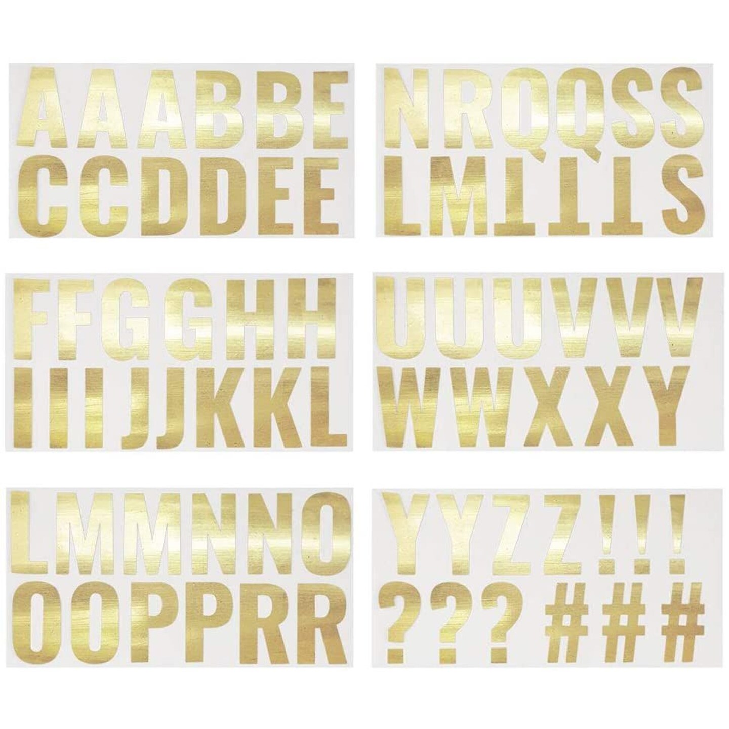 Large Gold Foil Letter Wall Stickers, Arts and Craft Supplies (2 x 2.5 in,  74 Pieces)