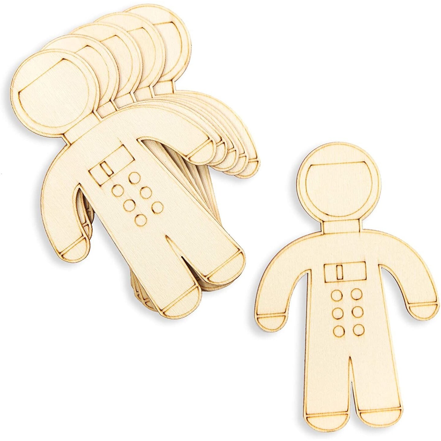 24 Pack Unfinished Wood Cutouts for Outer Space Crafts, Wooden UFO, Astronaut, Planet, Rocket Ship (5.5 x 4.6 In)