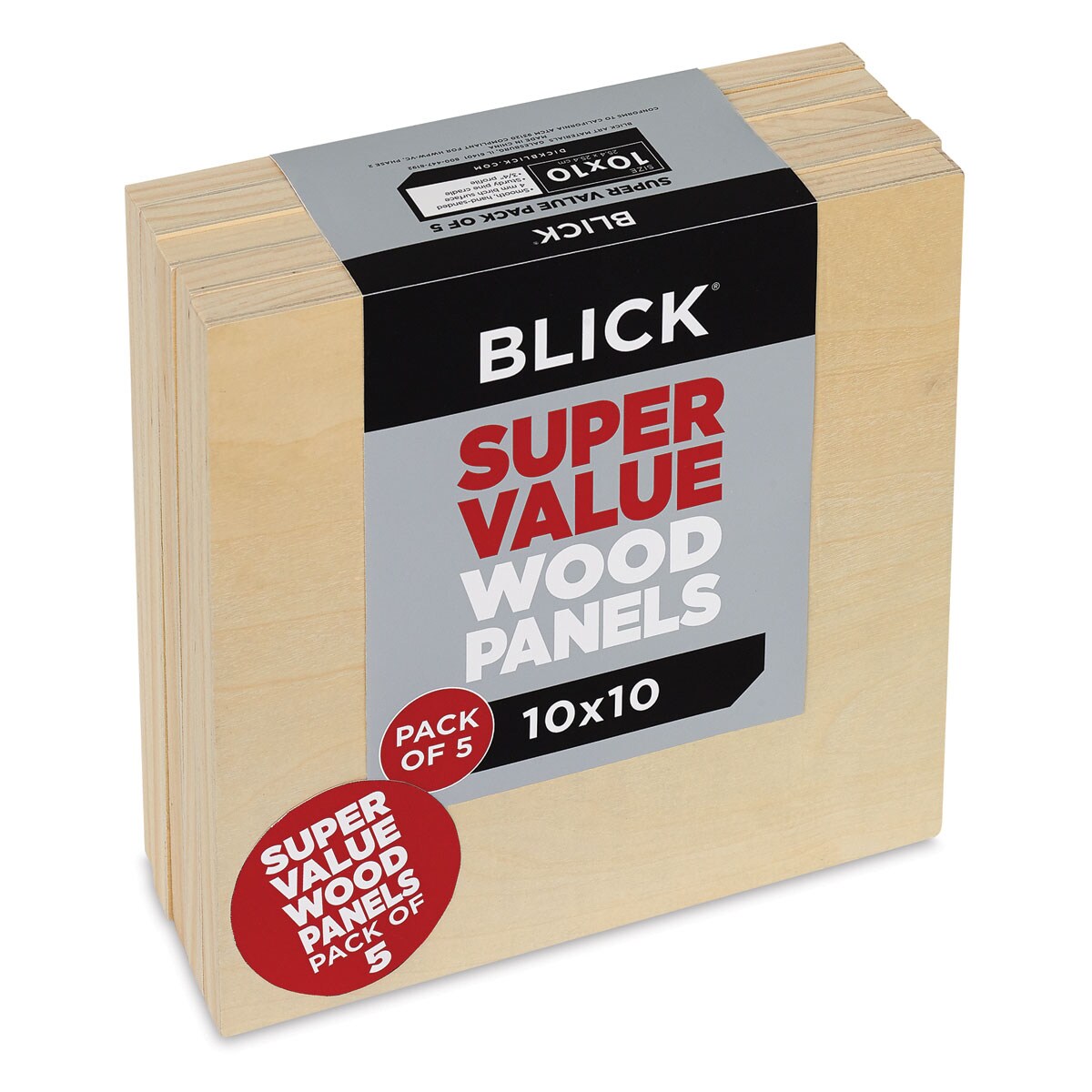 Blick Super Value Wood Panel Pack - 10" x 10", Pkg of 5
