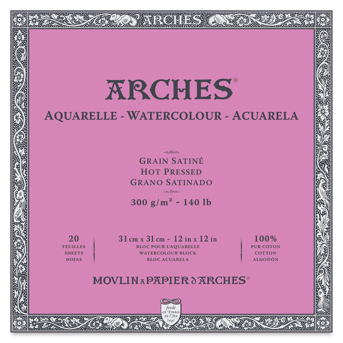 Arches Watercolor Block - 12&#x22; x 12&#x22;, Hot Press, 20 Sheets