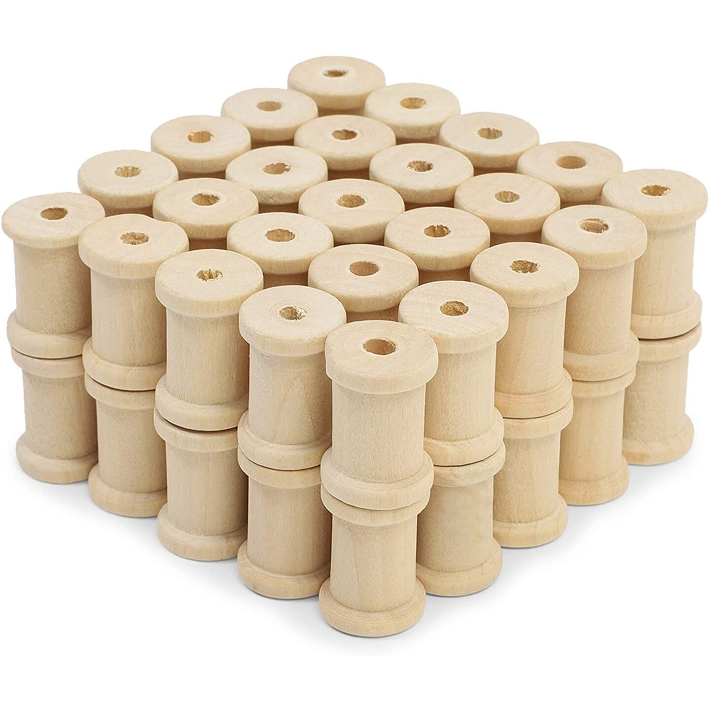 WOPPLXY 20 Pcs Wooden Thread Spools for Crafts, 1.2 x 2.7 Inch Unfinished  Wooden Spool, Empty Thread Spools for Arts DIY Wood Projects, Wooden Craft