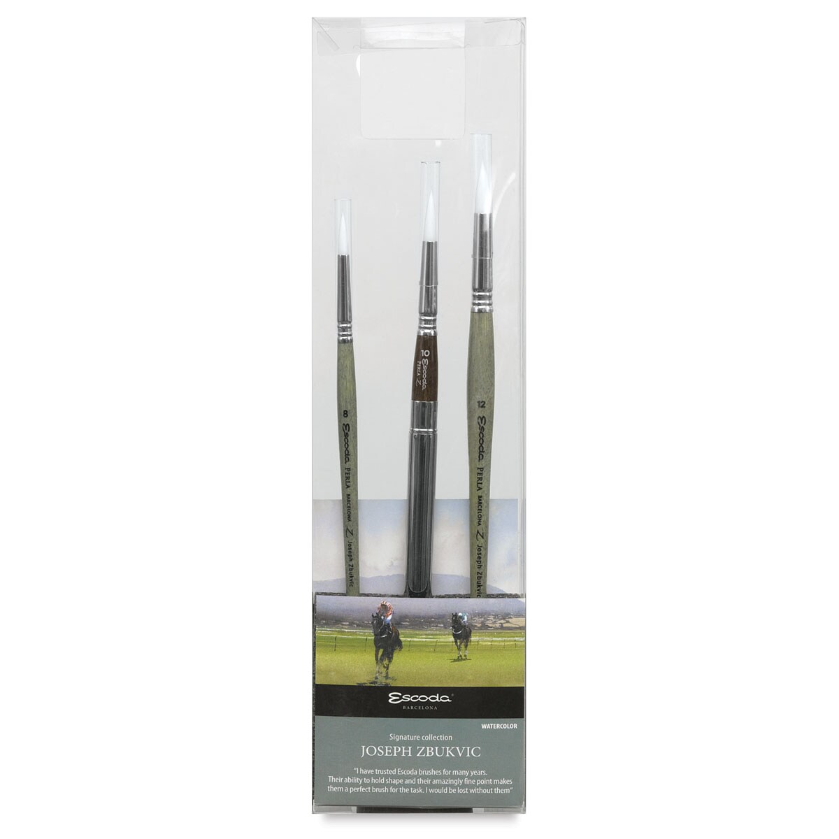 Escoda Perla Toray White Synthetic Brush - Series 8605 Assorted, Set of 3, Joseph Zbukvic Signature Brushes