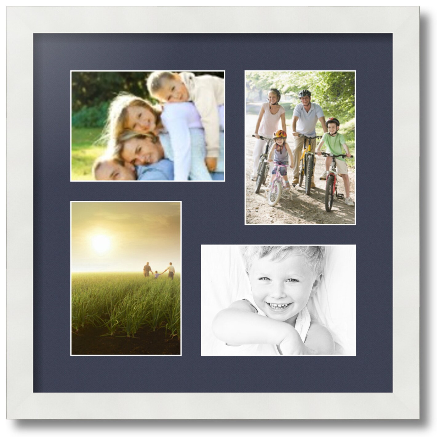 ArtToFrames Collage Photo Picture Frame with 4 - 5x7 inch Openings, Framed in White with Over 62 Mat Color Options and Plexi Glass (CSM-3966-179)