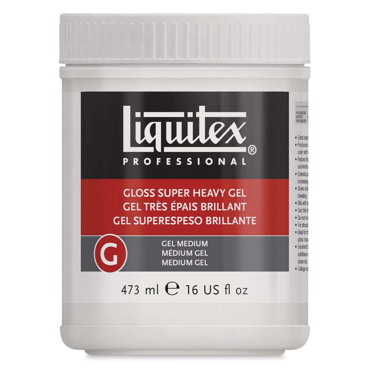 Liquitex Medium - Super Heavy Gel Medium, Gloss, 16 oz bottle
