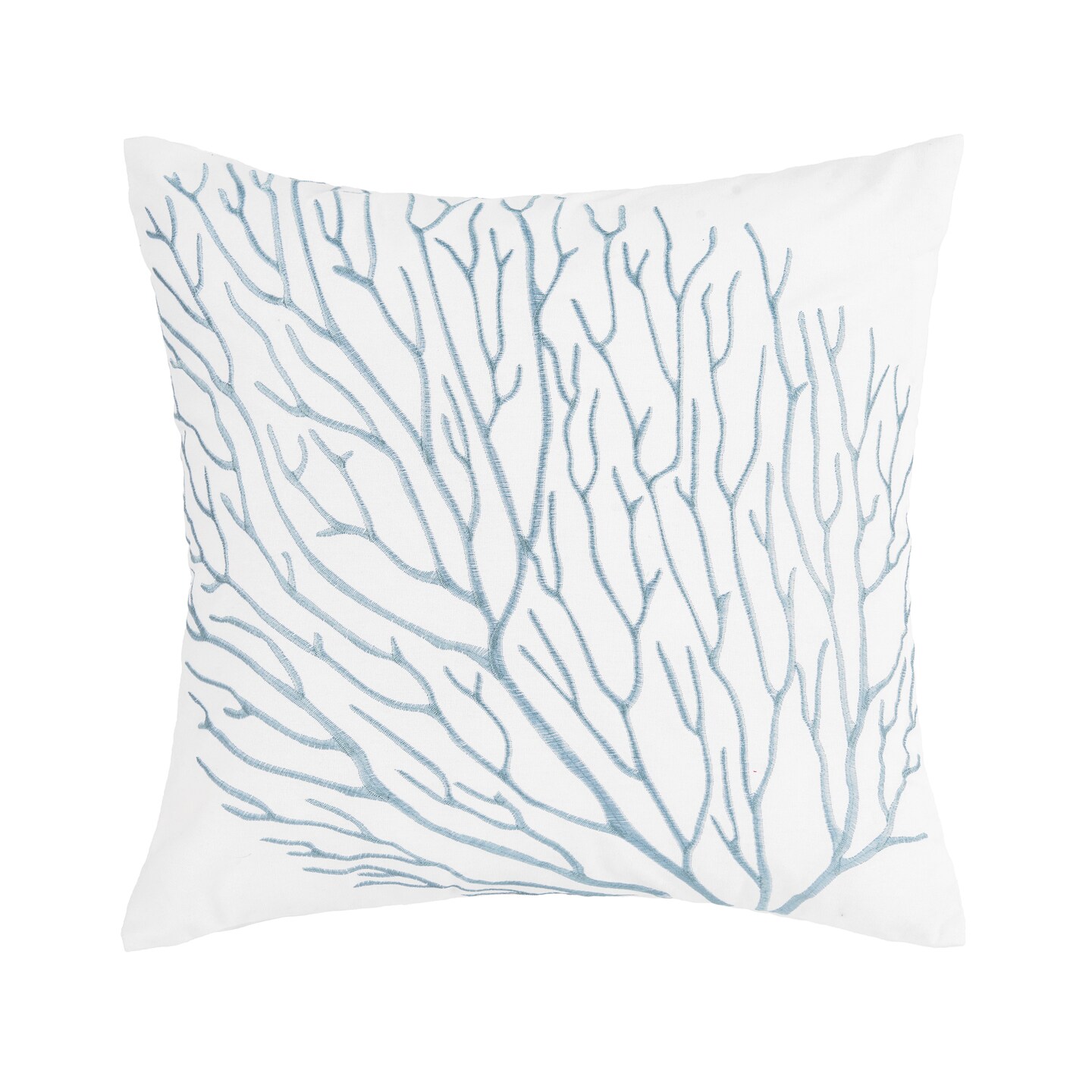 Coral Embroidered Throw Pillow