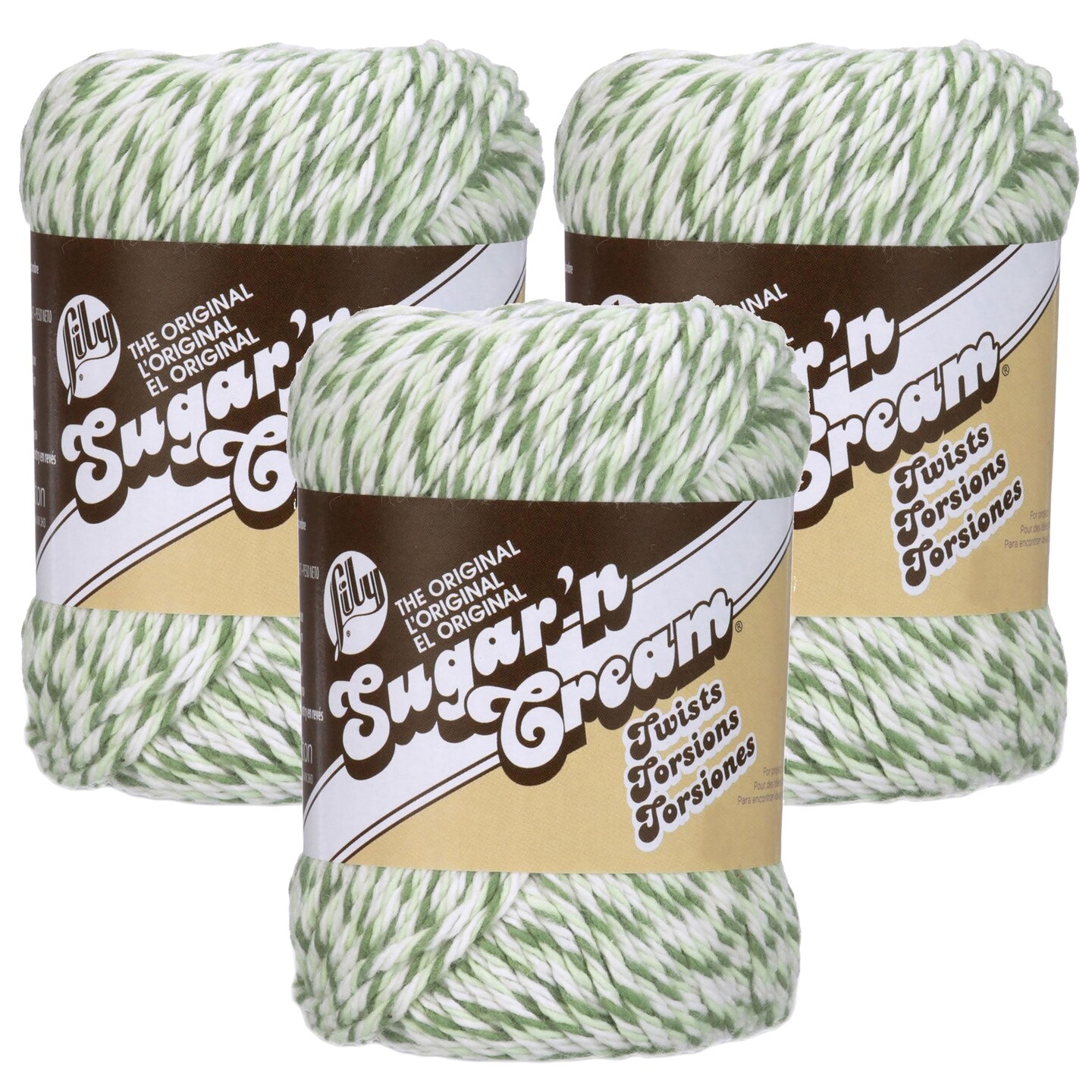 (Pack of 3) Lily Sugar&#x27;n Cream Yarn - Twists-Green