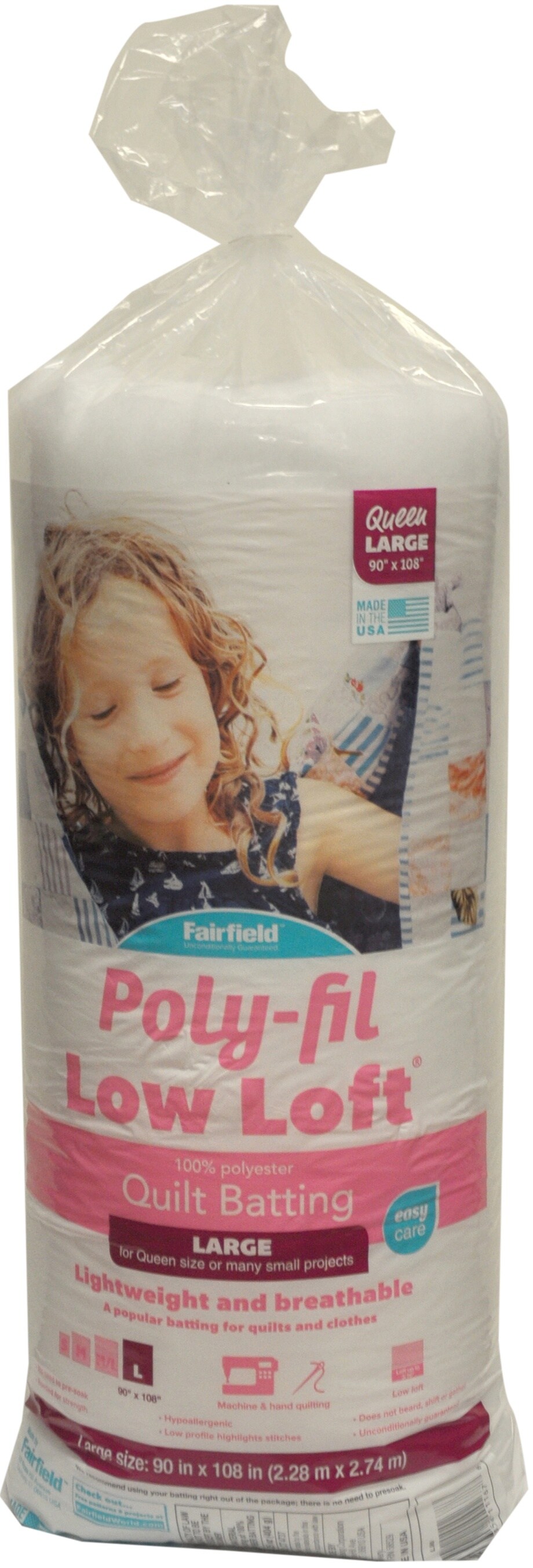 Fairfield Low-Loft Bonded Polyester Batting-Queen Size 90&#x22;X108&#x22;