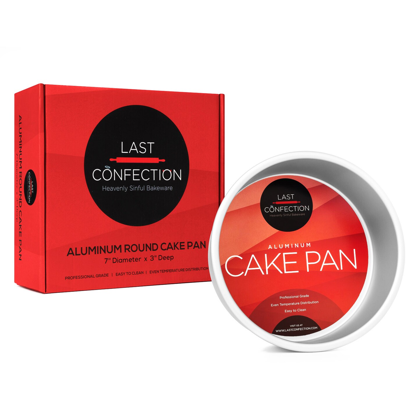 Last Confection Round Cake Pans, Anodized Aluminum Cake Pan Baking Tin Mold, Professional Bakeware