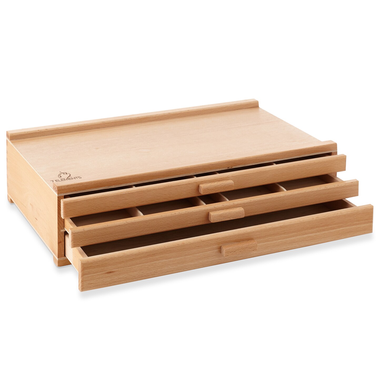 7 Elements Wooden Artist Storage Supply Box for Pastels, Pencils