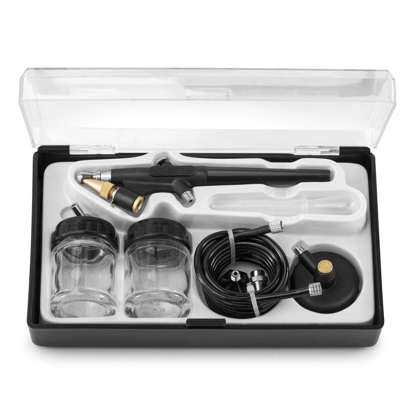 PointZero Airbrush Hobby Airbrush Starter Kit with Black Paint