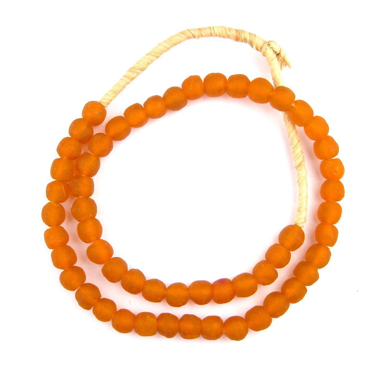 The Bead Chest African Recycled Glass Beads, 11mm - Full Strand Eco-Friendly Fair Trade Sea Glass Beads from Ghana Handmade Ethnic Round Spherical Tribal Boho Krobo Spacer Beads