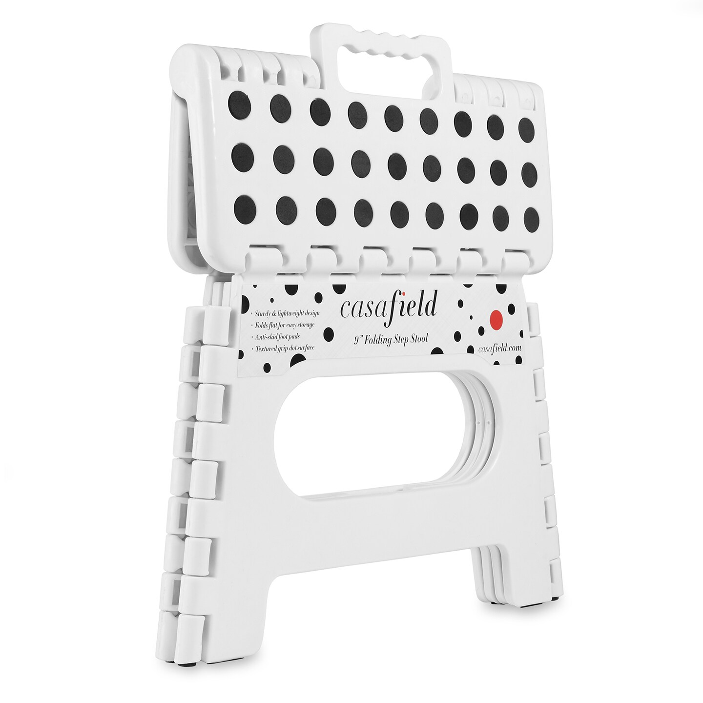 Casafield Folding Step Stools with Handle - Portable Collapsible Small Plastic Foot Stools - Use in the Kitchen, Bathroom and Bedroom