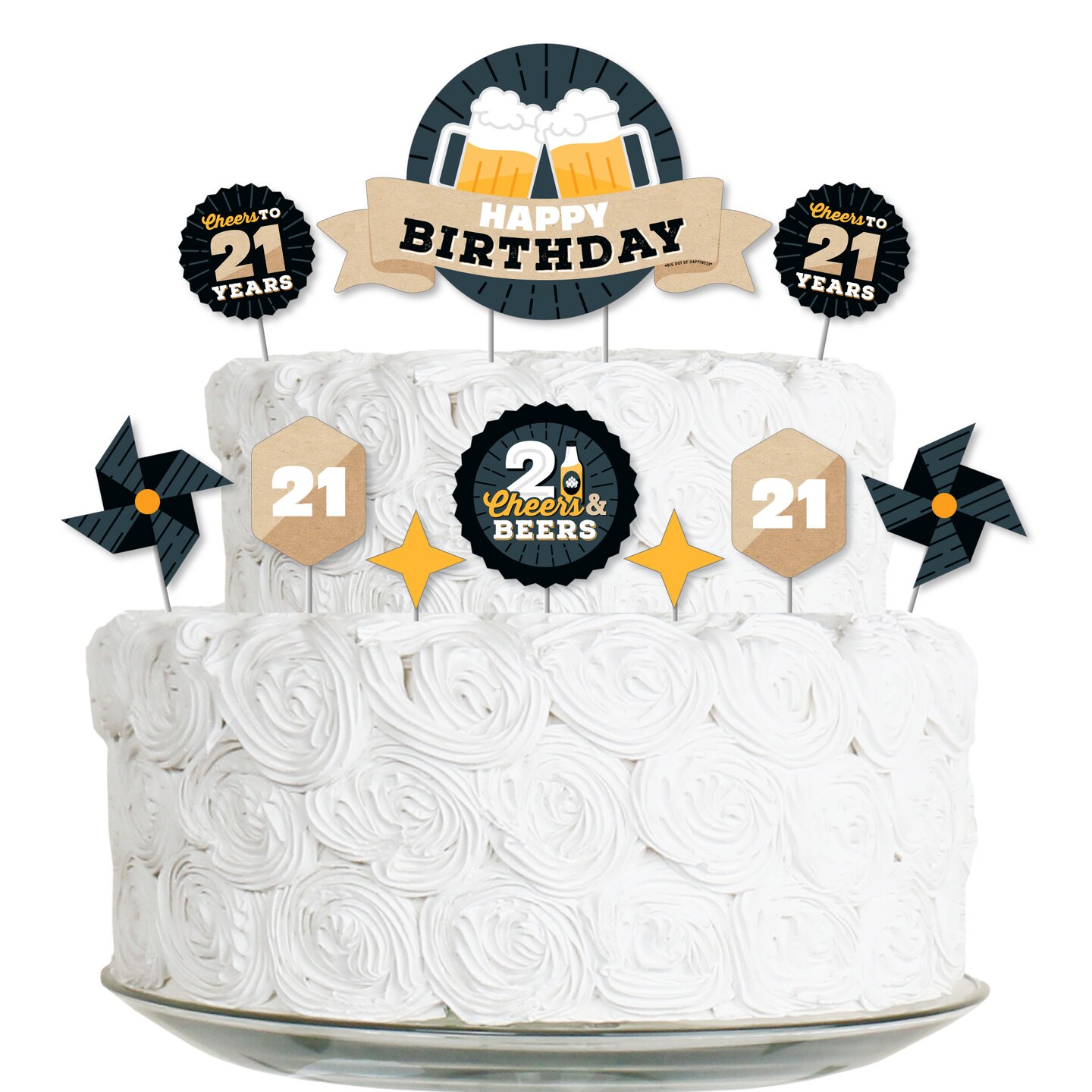 Acrylic Black Cheers to 60 Years Birthday Cake Topper