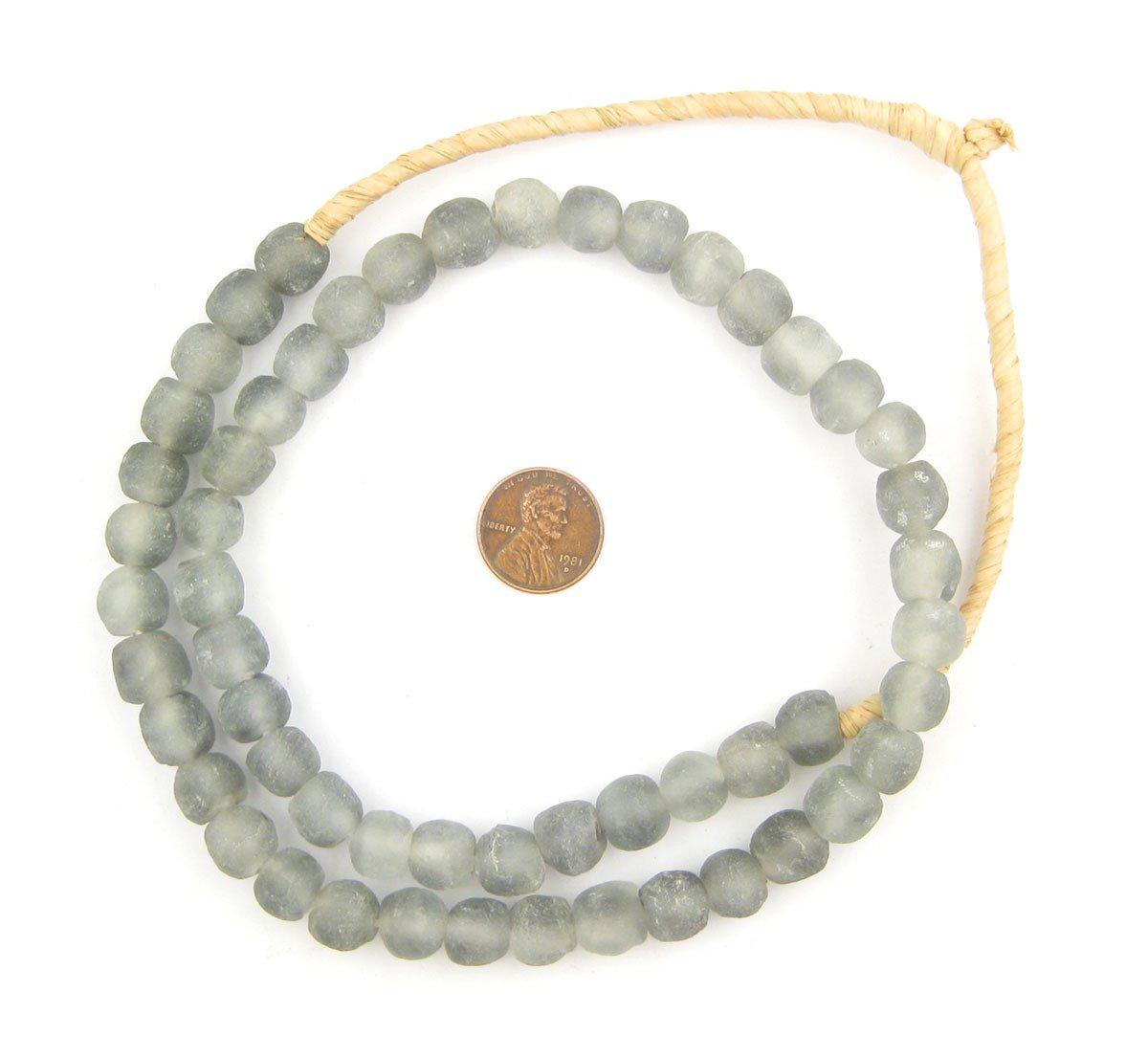 The Bead Chest African Recycled Glass Beads, 11mm - Full Strand Eco-Friendly Fair Trade Sea Glass Beads from Ghana Handmade Ethnic Round Spherical Tribal Boho Krobo Spacer Beads