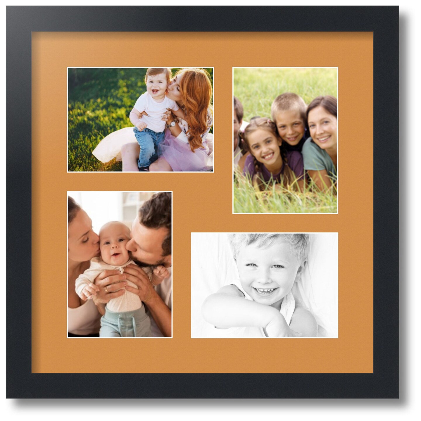ArtToFrames Collage Photo Picture Frame with 4 - 5x7 inch Openings, Framed in Black with Over 62 Mat Color Options and Plexi Glass (CSM-3926-179)