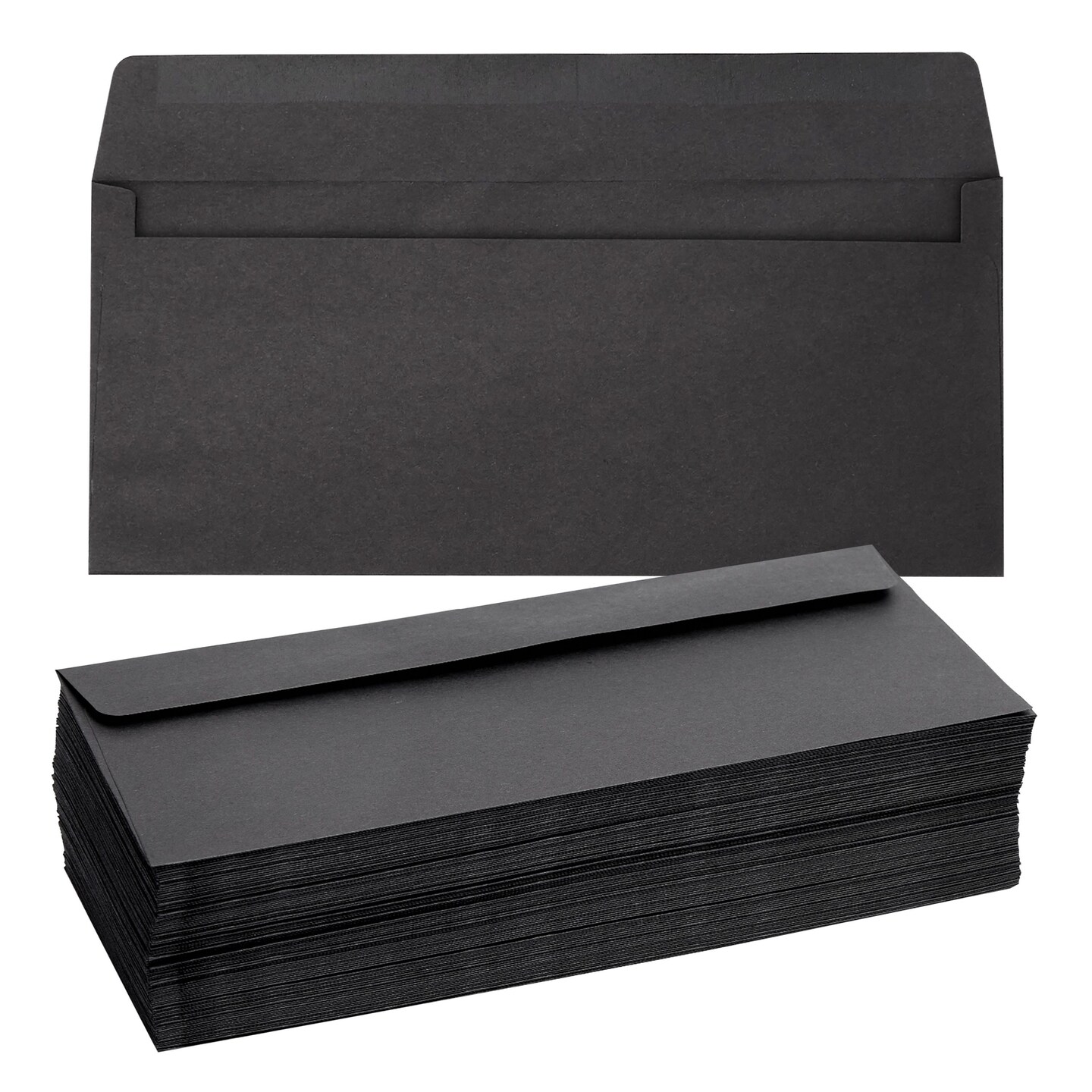 100 Pack #10 Black Envelopes with Square Flap for Mailing Letters, Invitations (4 1/8 x 9 1/2 In)