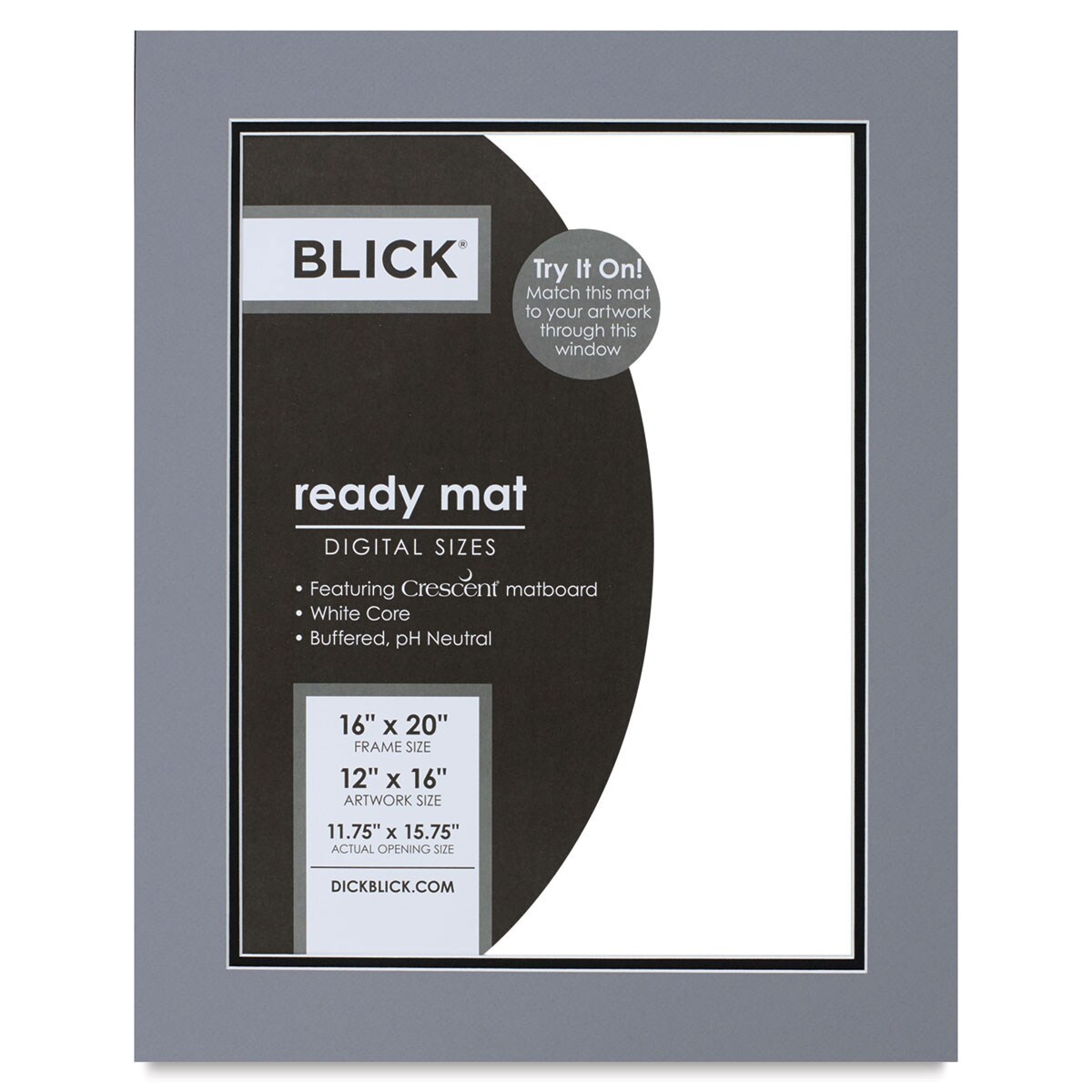 Blick Double Mat - Bar Harbor Gray / Smooth Black, 16" x 20" (11-3/4" x 15-3/4") opening