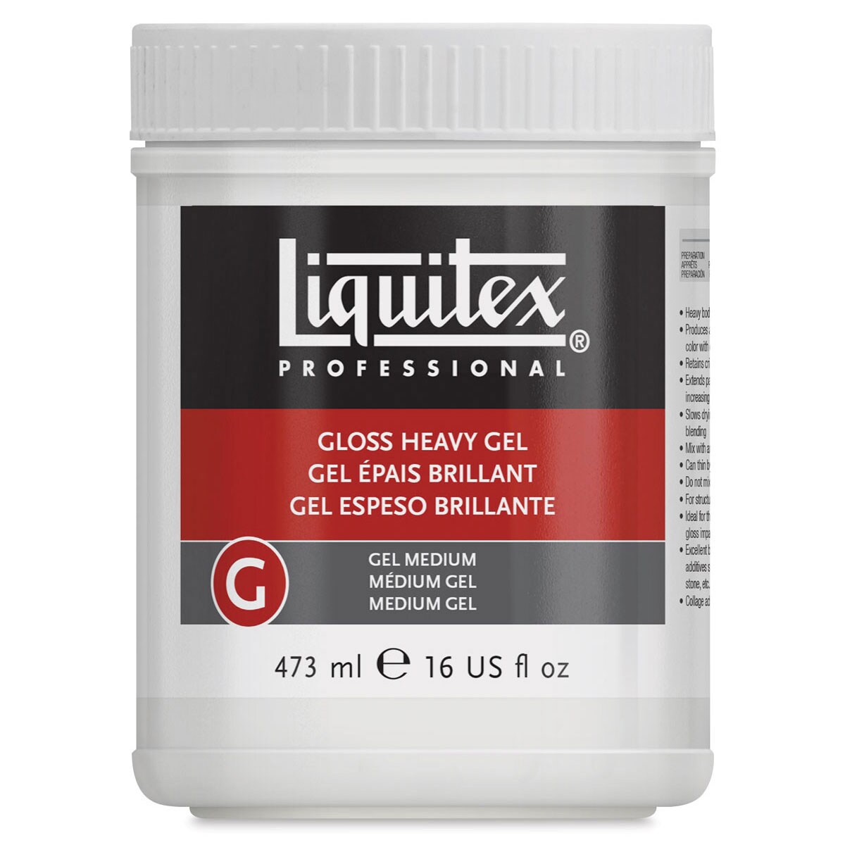 Liquitex Medium - Heavy Gel Medium, Gloss, 16 oz jar