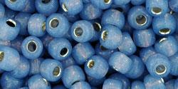 Toho 6/0 Round Japanese Seed Bead, TR6-2102, Silver Lined Milky Montana Blue, 20 grams